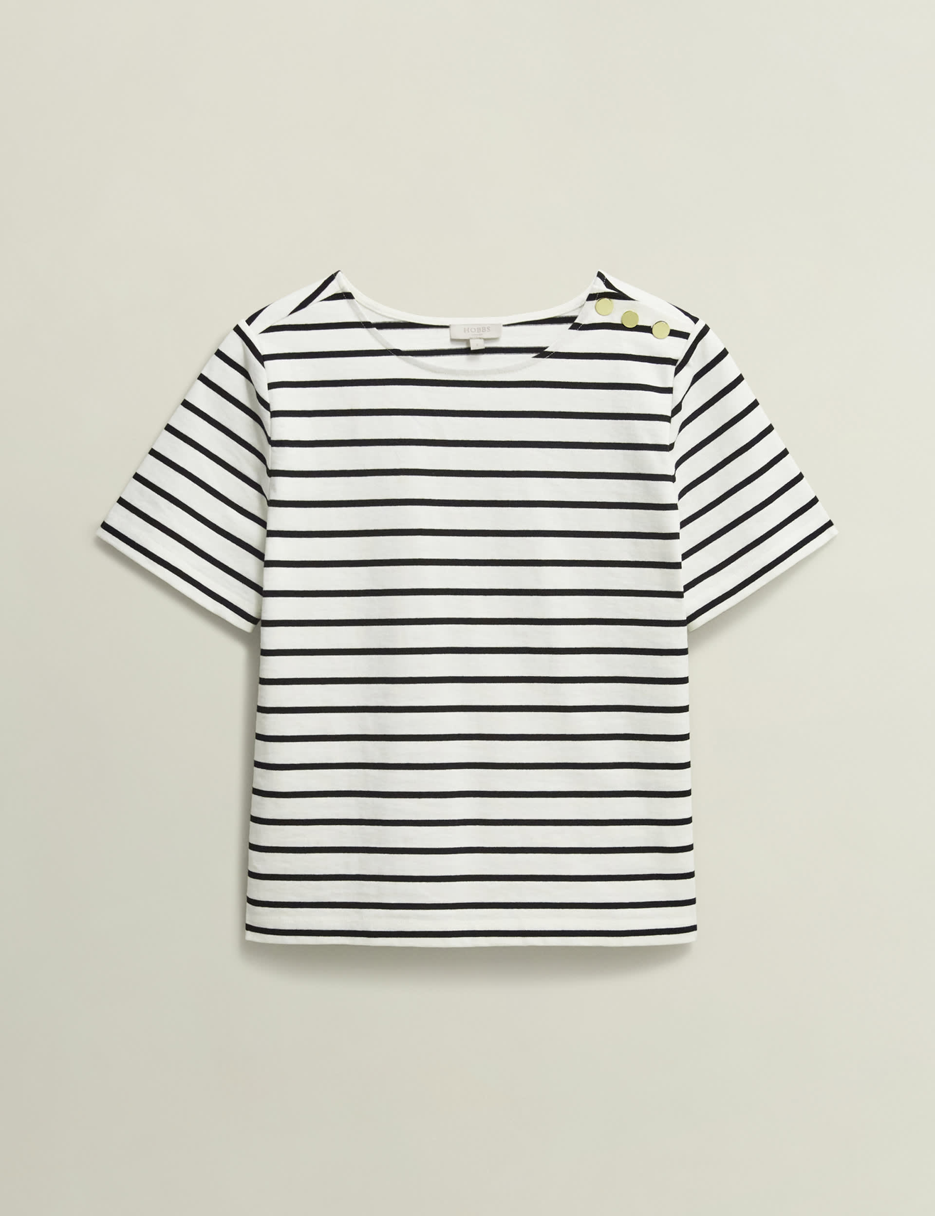 Hobbs Women's Pure Cotton Striped Top - Ivory, Ivory