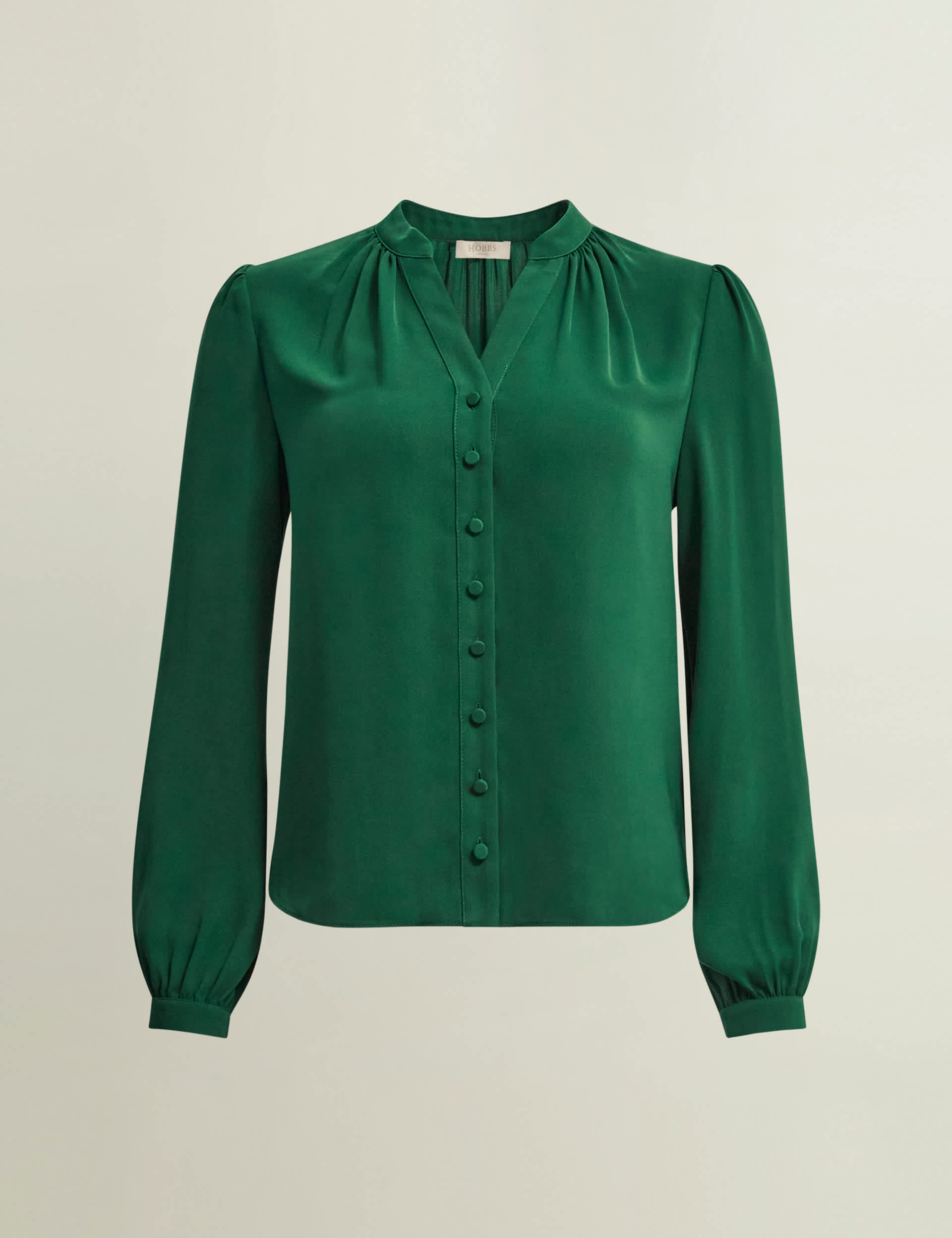 Hobbs Women's Notch Neck Blouson Sleeve Blouse - 10 - Green, Green