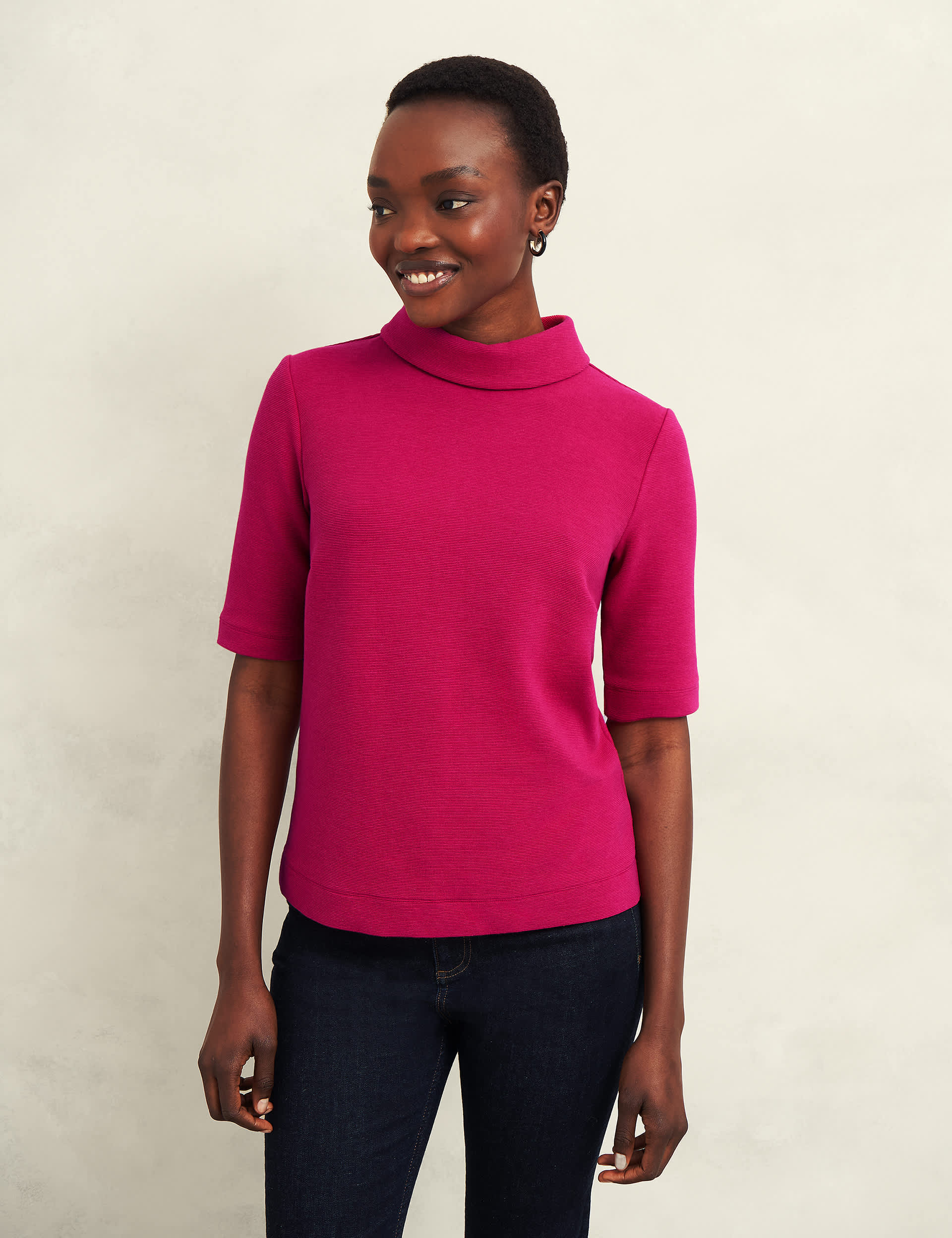 Hobbs Women's Cotton Blend Roll Neck Top - S - Pink, Pink