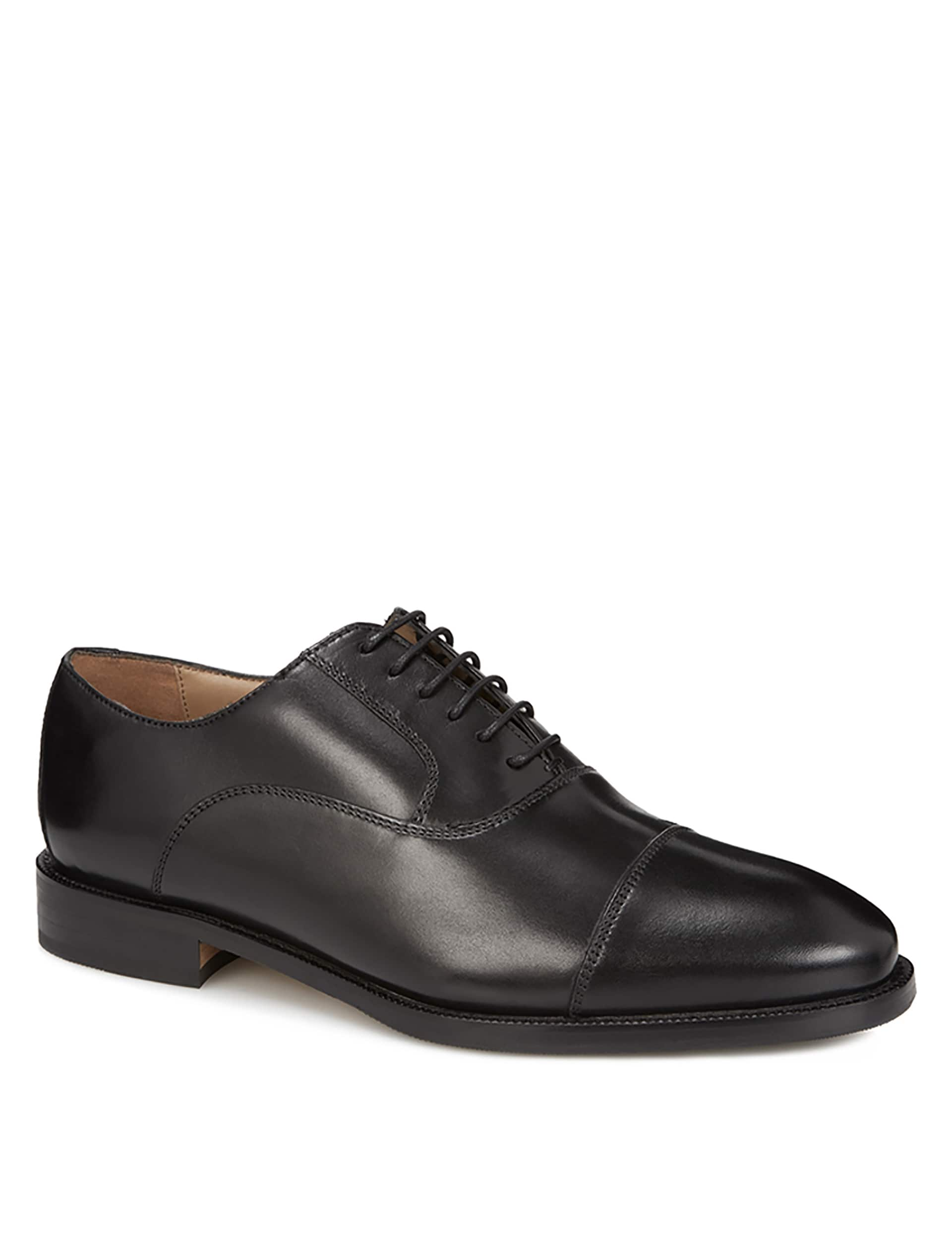 Jones Bootmaker Men's Wide Fit Leather Oxford Shoes - 9 - Black, Black,Chestnut