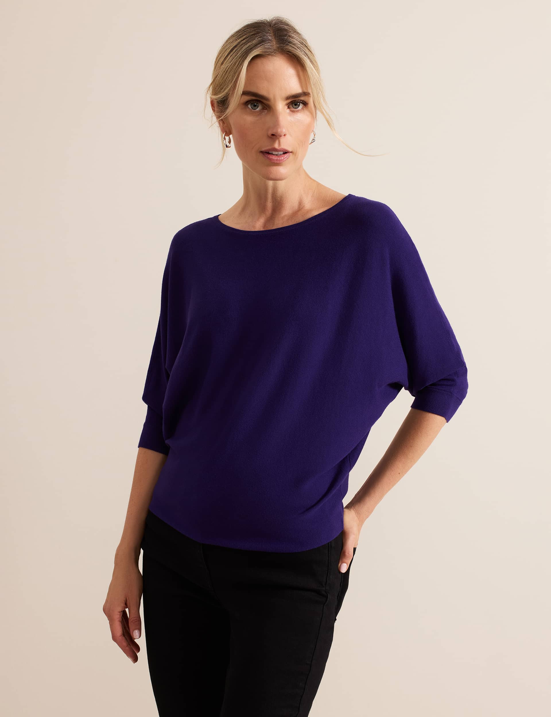 Phase Eight Women's Slash Neck Batwing Sleeve Jumper - Purple, Purple,Wine