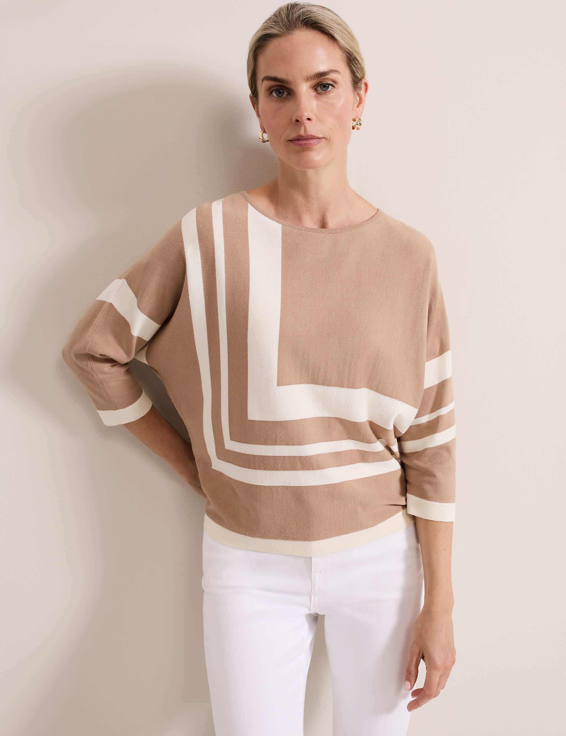 Phase Eight Women's Geometric Knitted Top - Camel, Camel