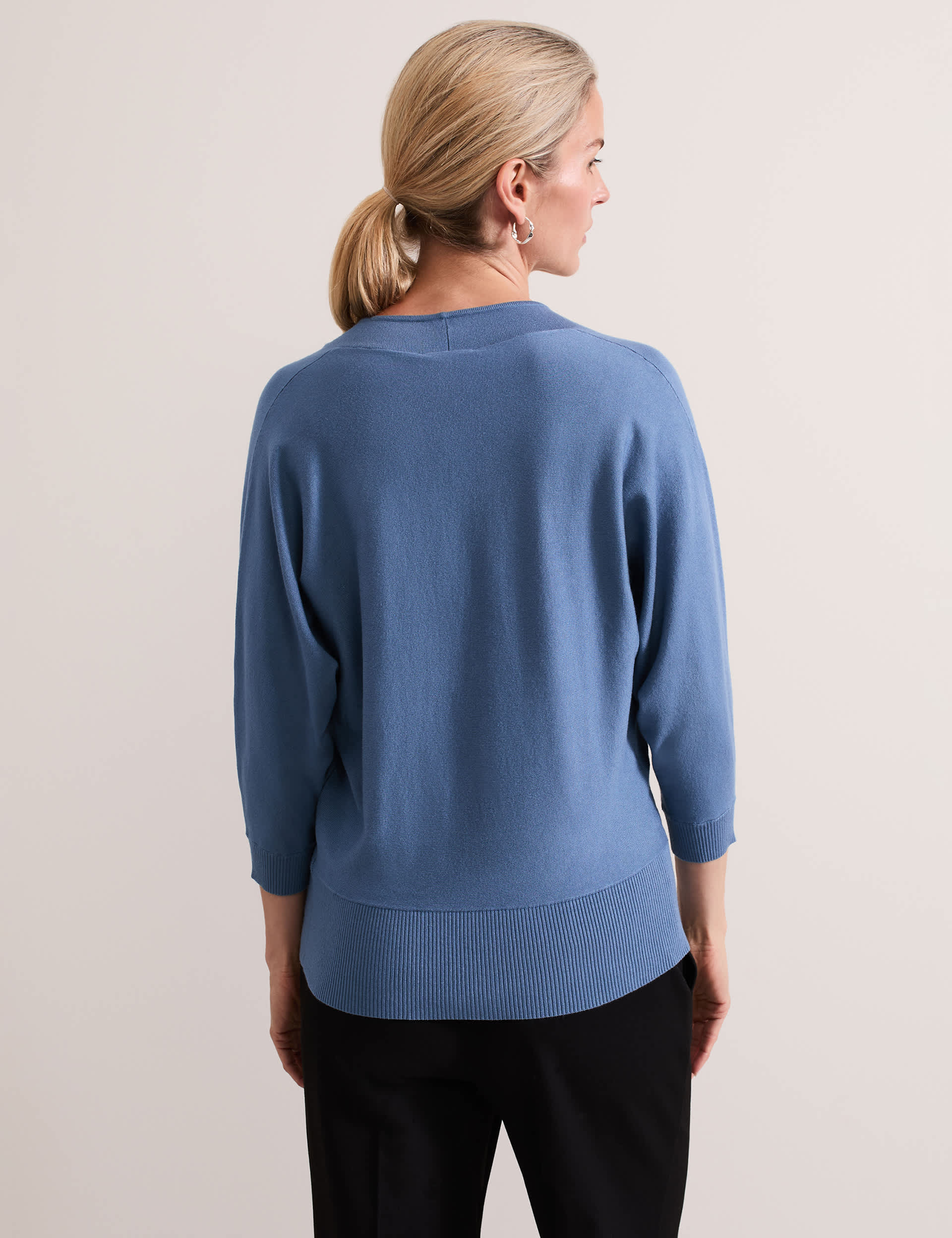 Phase Eight Women's V-Neck Batwing Sleeve Jumper - Blue, Blue