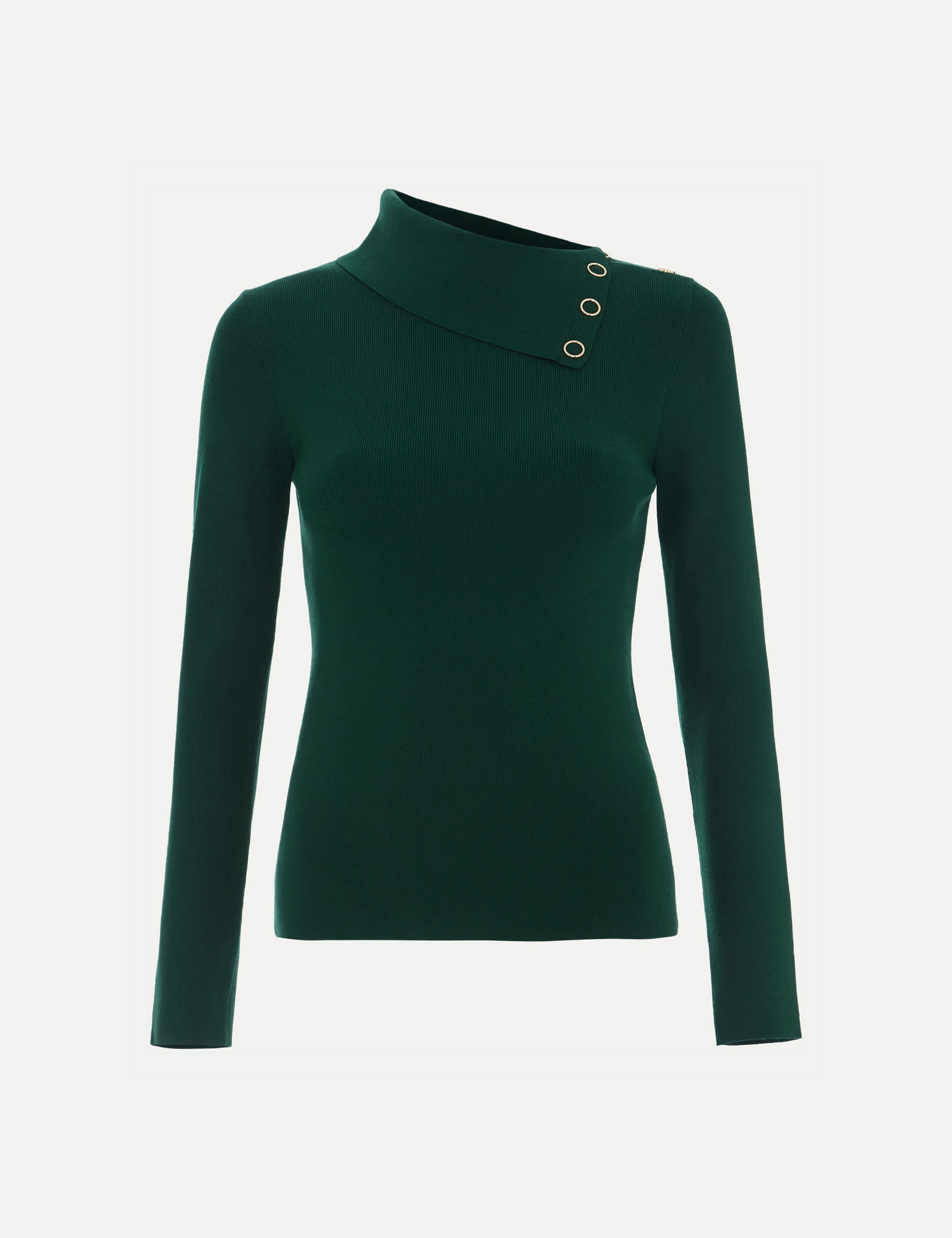 Phase Eight Women's Textured Roll Neck Knitted Top - Green, Green