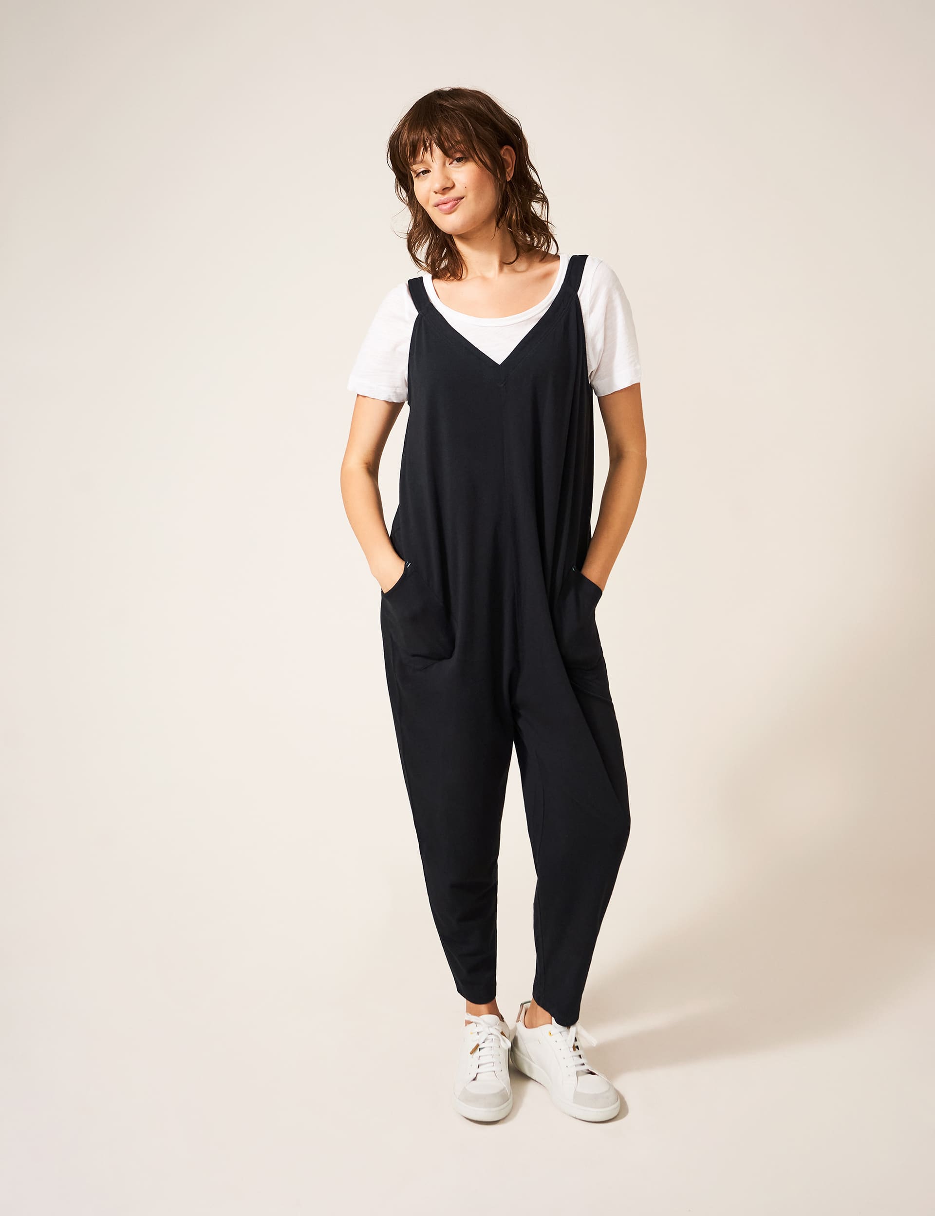 White Stuff Women's Cotton Modal Jersey Sleeveless Jumpsuit