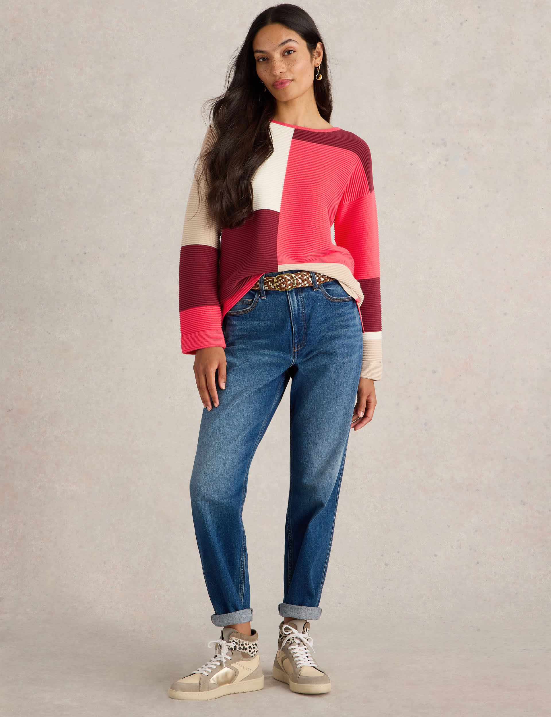 White Stuff Women's Pure Cotton Colour Block Jumper