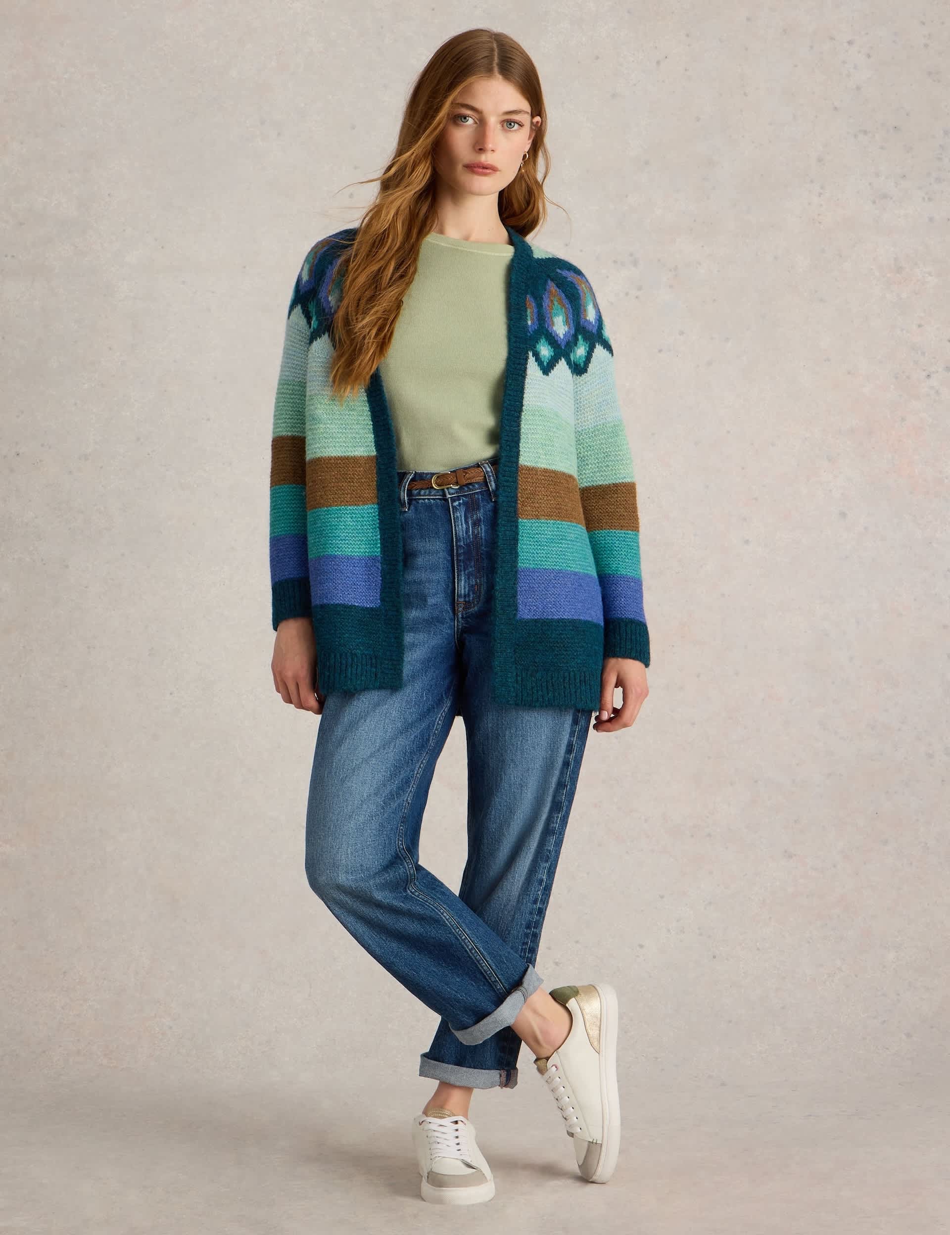 White Stuff Women's Fair Isle Longline Cardigan With Wool