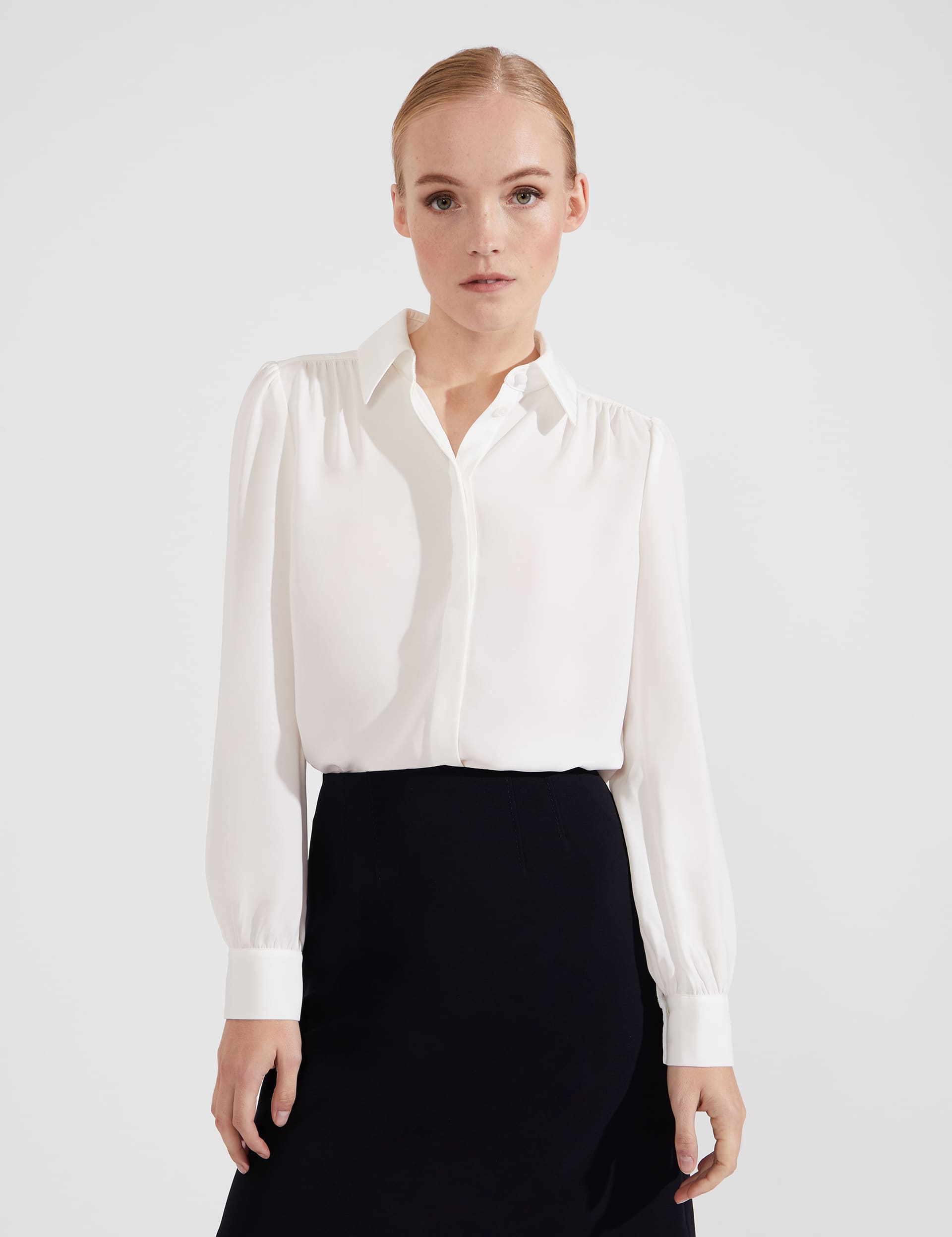 Hobbs Women's Collared Button Through Shirt - 10 - Ivory, Ivory