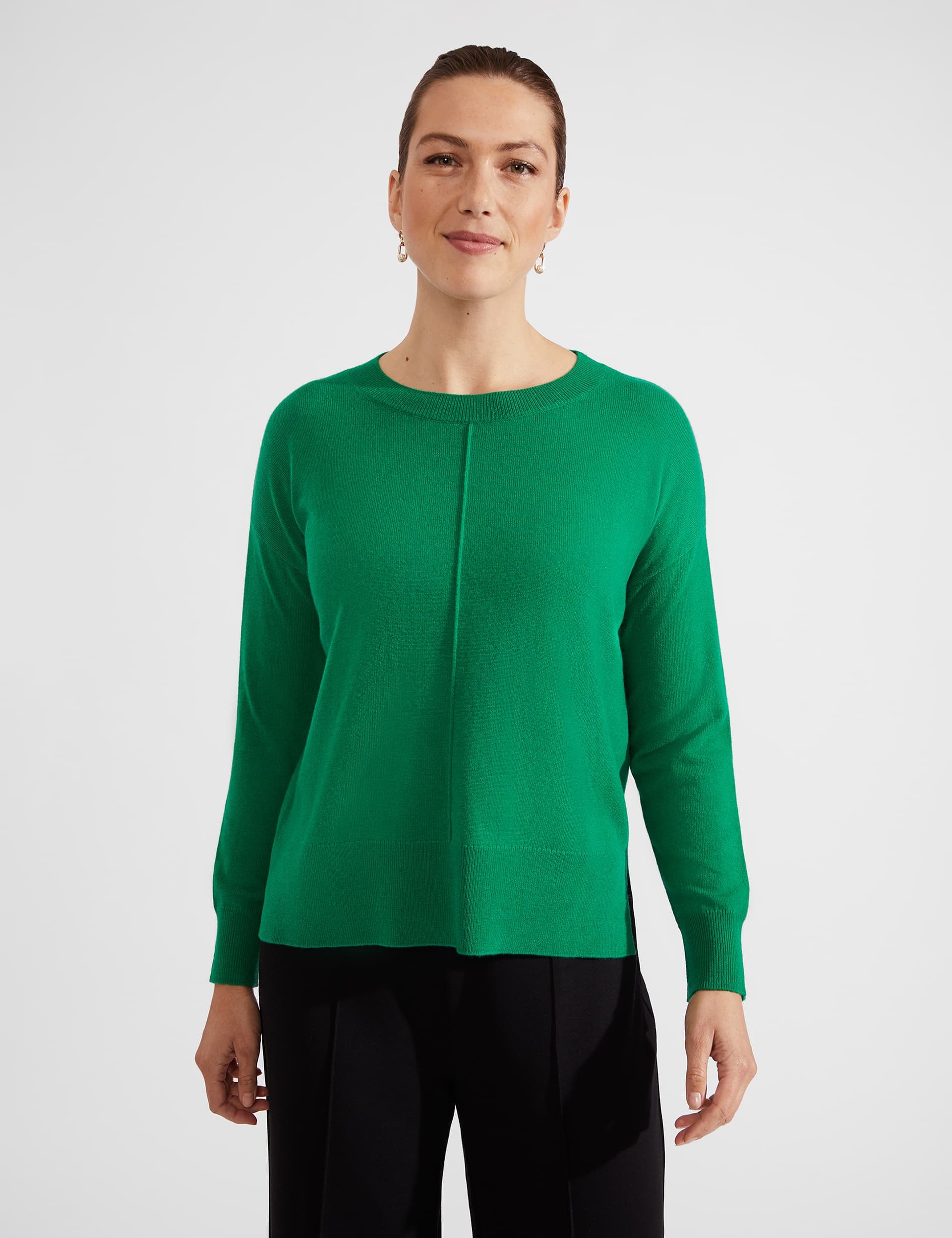 Hobbs Women's Wool Blend Crew Neck Jumper - S - Green, Green