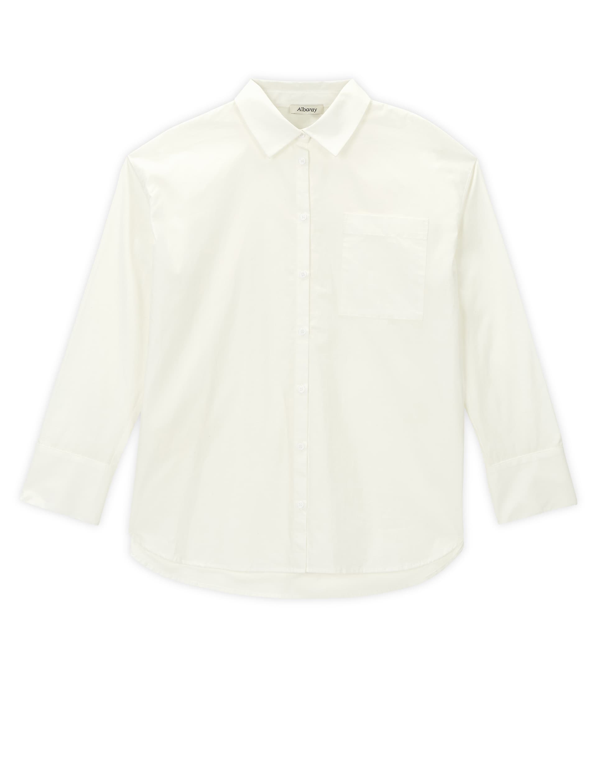 Albaray Women's Cotton Collared Shirt - 10 - White Mix, White Mix