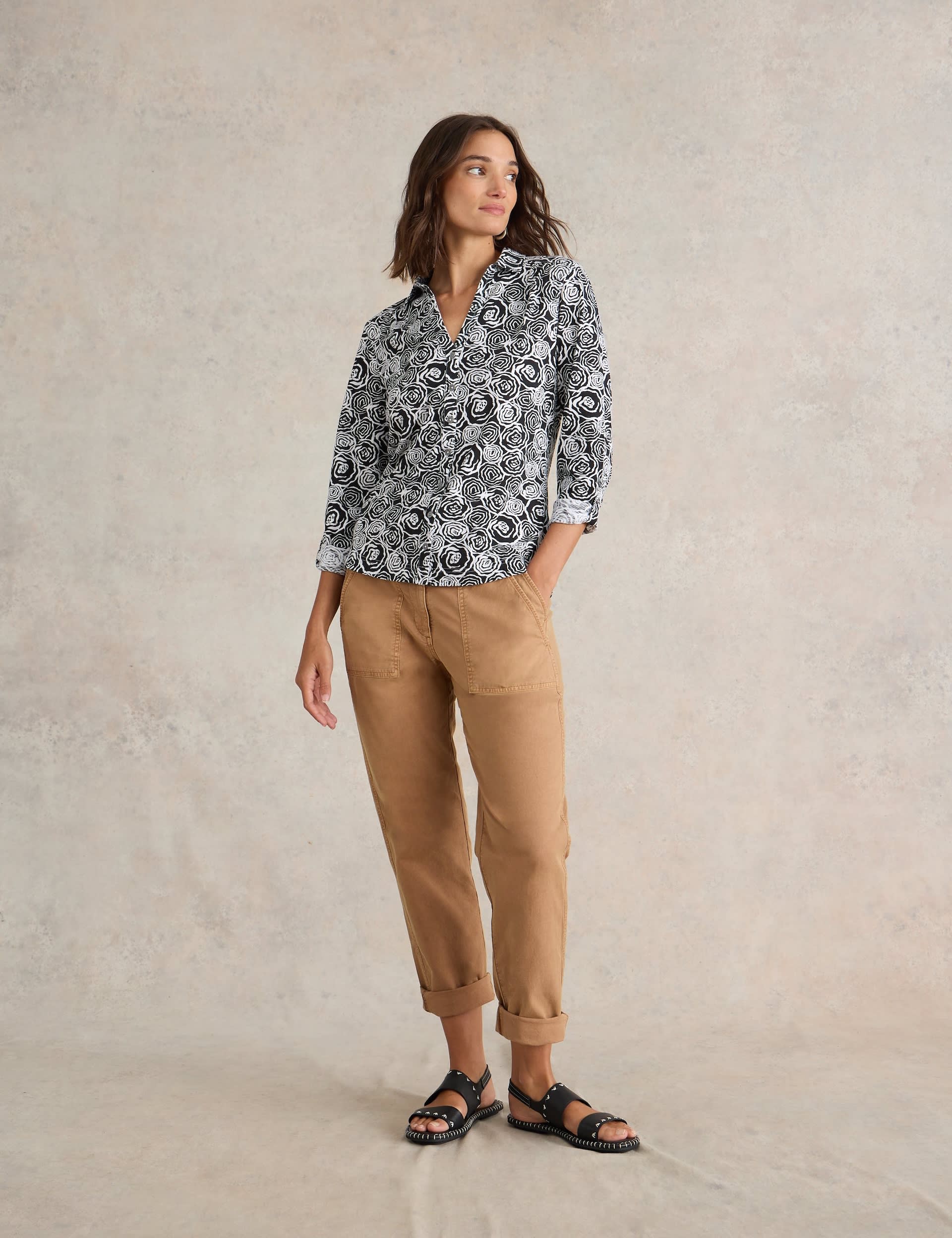 White Stuff Women's Pure Cotton Floral Button Through Shirt