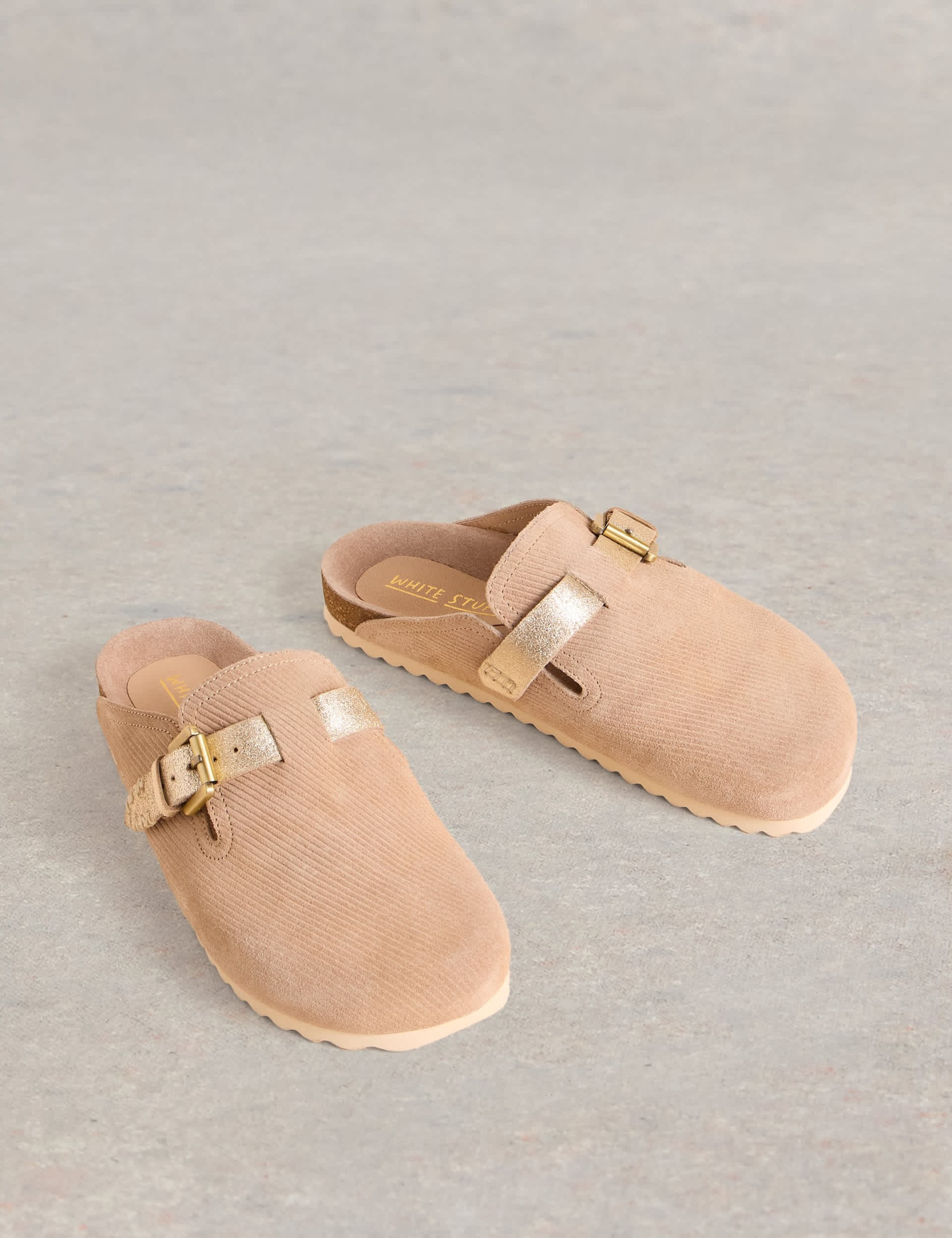 White Stuff Women's Suede Buckle Mules - 5 - Natural Mix, Natural Mix