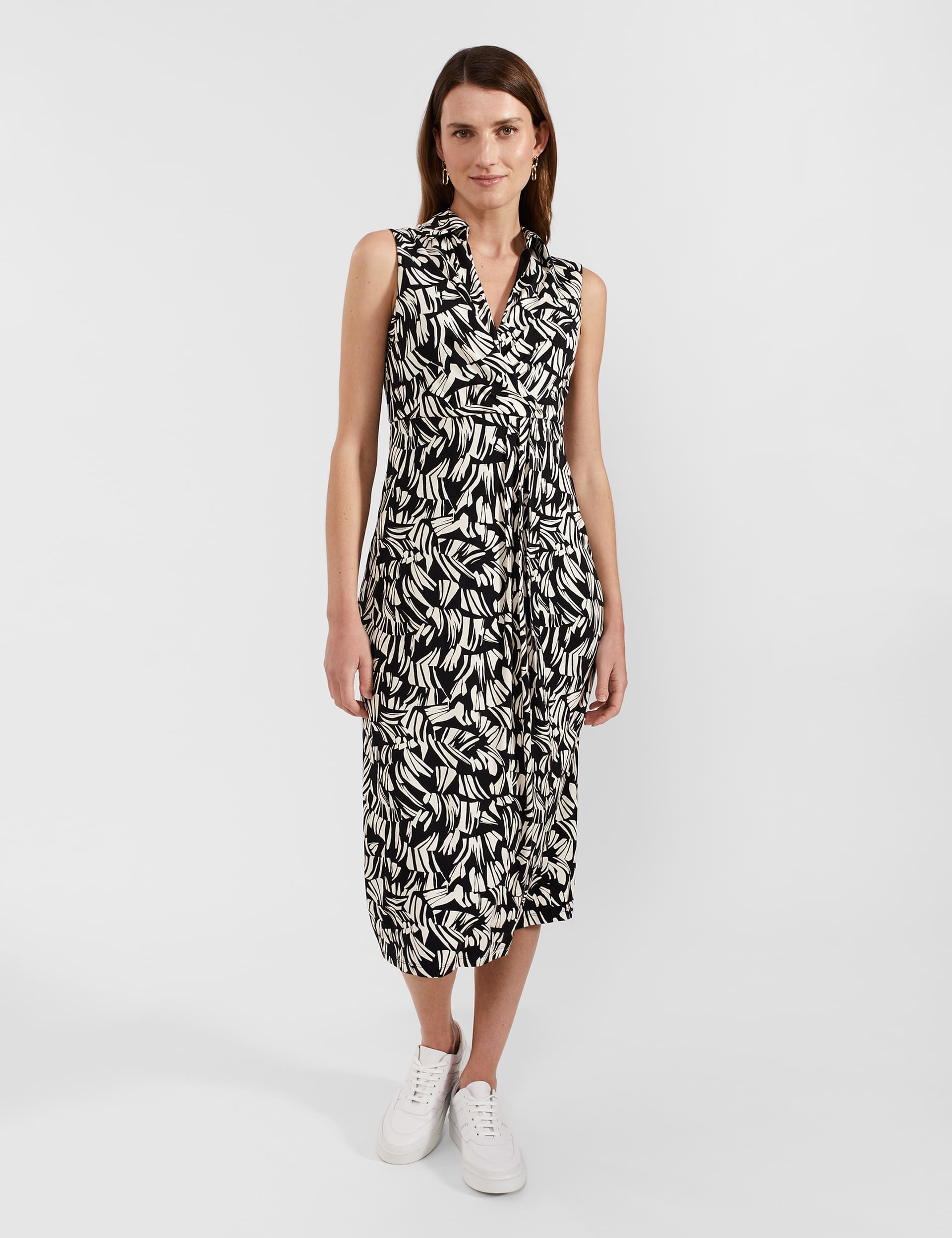 Hobbs Women's Jersey Printed V-Neck Midi Wrap Dress - 10 - Black Mix, Black Mix