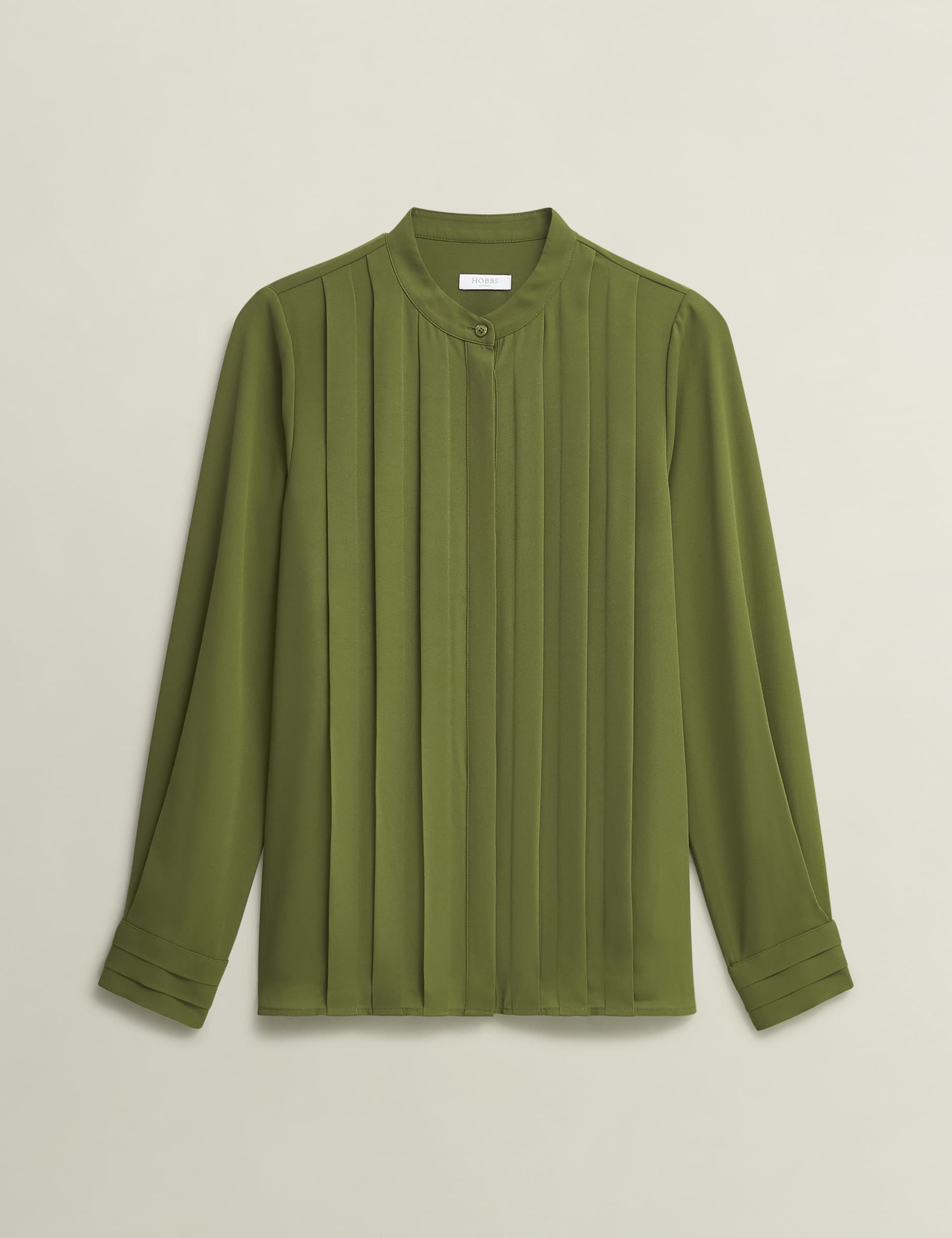 Hobbs Women's Pleated Round Neck Blouse - 12 - Green, Green