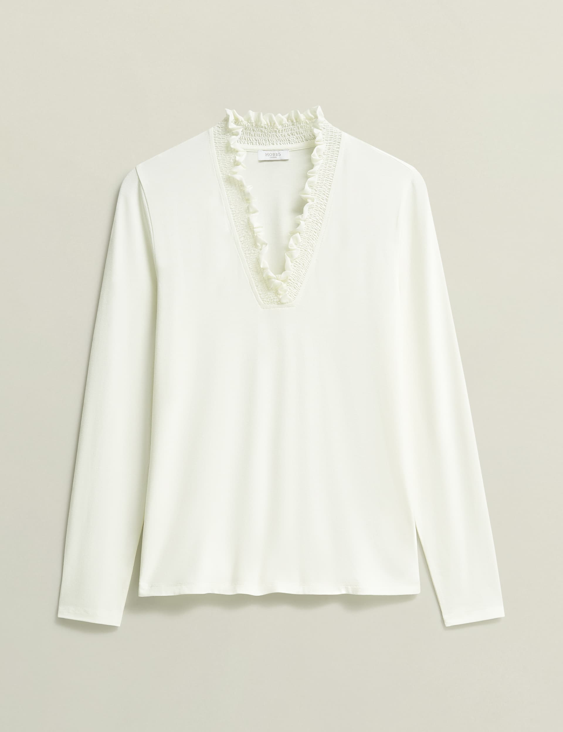 Hobbs Women's V-Neck Frill Detail Top - M - Ivory, Ivory