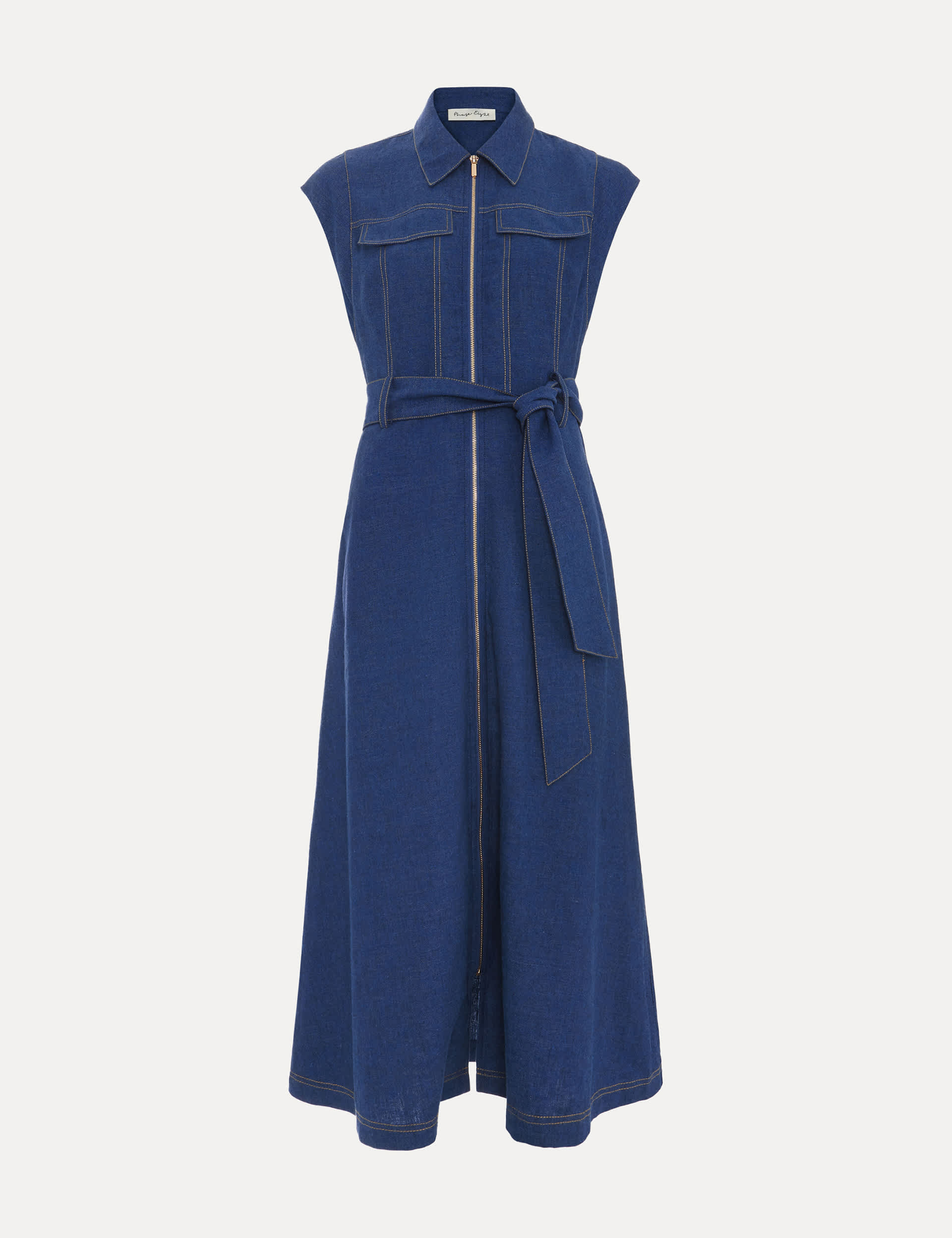 Phase Eight Women's Linen Rich Denim Midi Shirt Dress - 6 - Blue, Blue