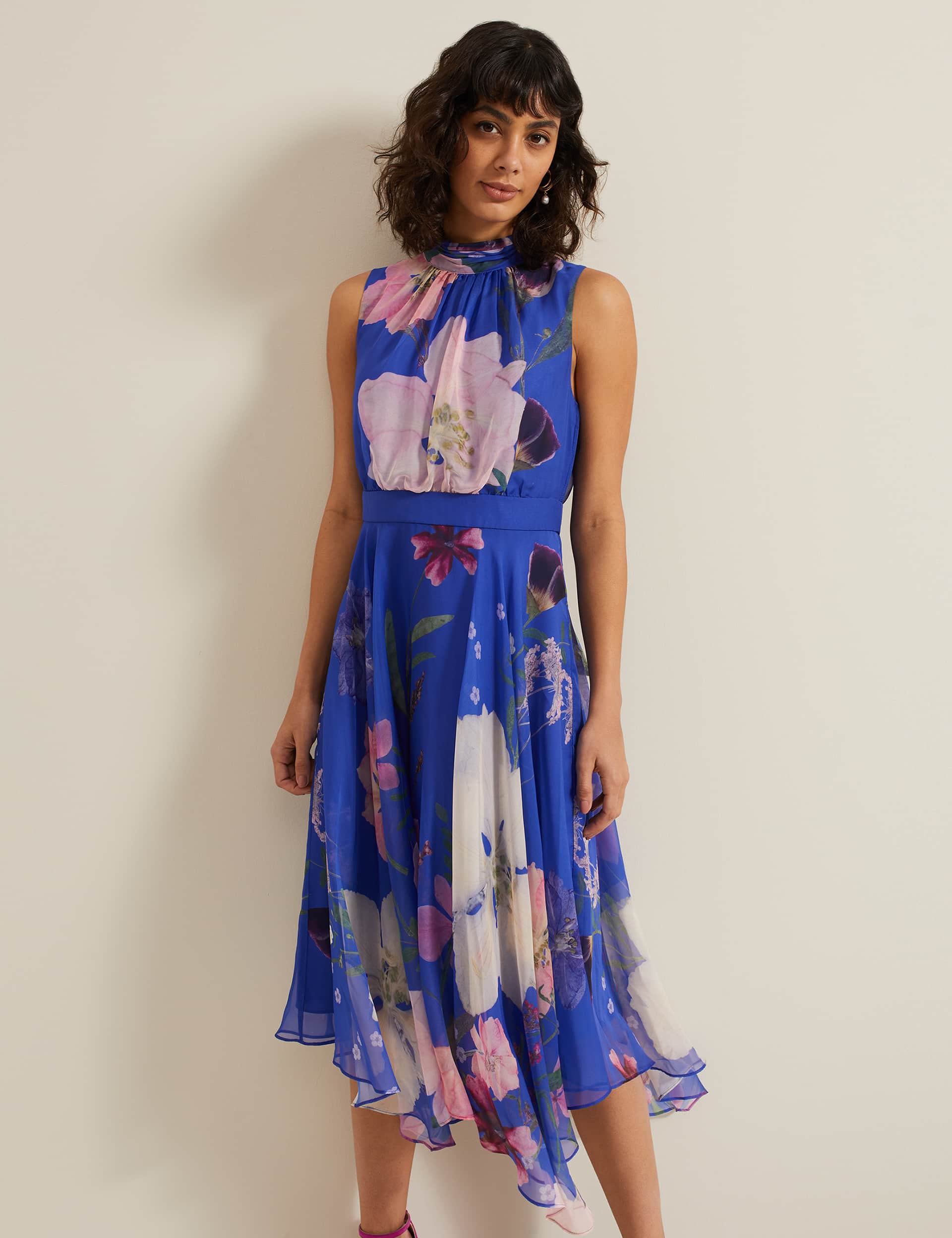Phase Eight Women's Floral High Neck Midi Skater Dress
