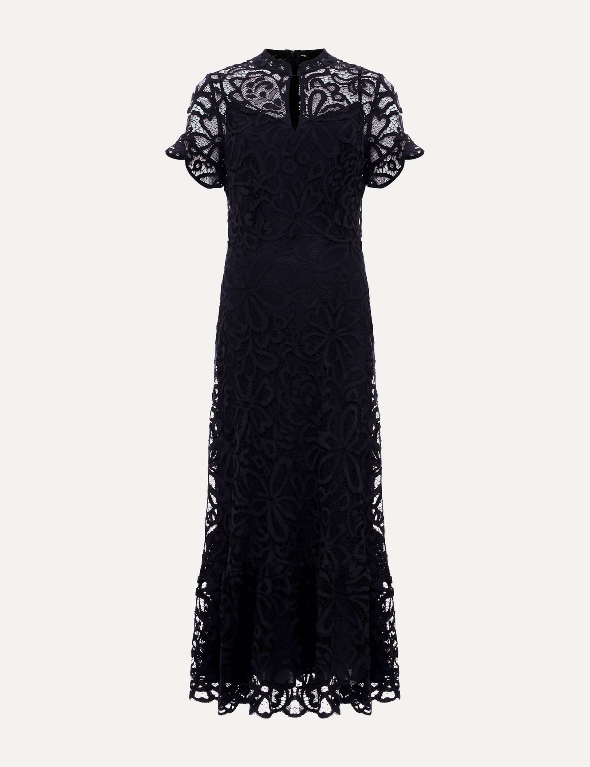 Phase Eight Women's Broderie Lace Midi Waisted Dress - 8 - Navy, Navy