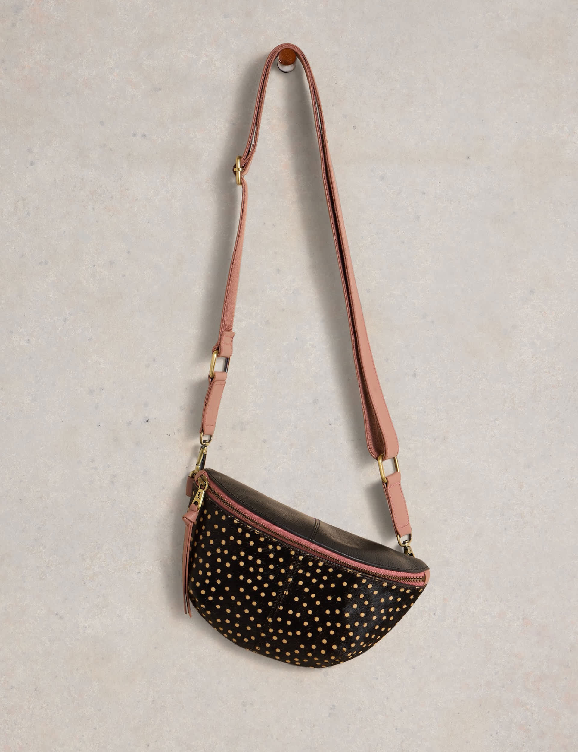 White Stuff Women's Leather Polka Dot Mini Sling Bag - Black Mix, Black Mix