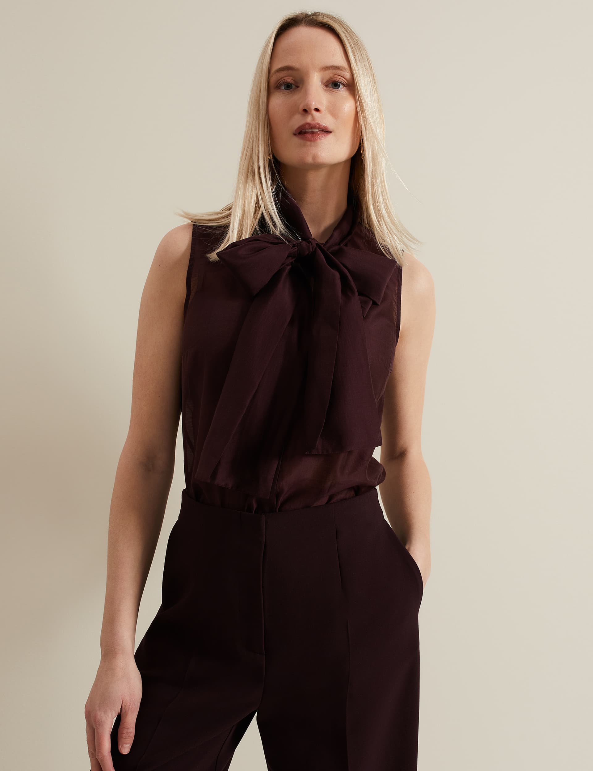 Phase Eight Women's Lyocell Rich Tie Neck Blouse