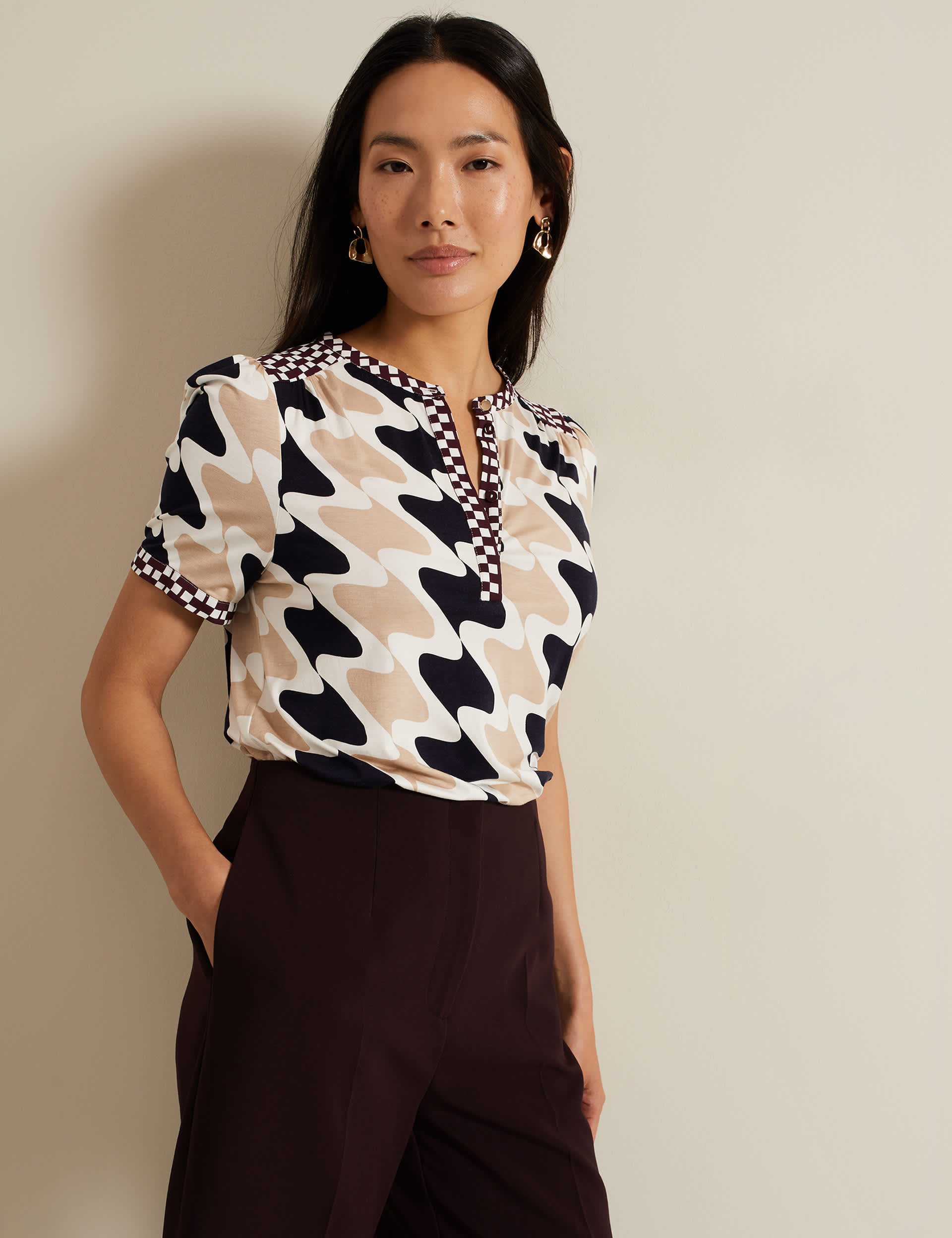 Phase Eight Women's Jersey Printed V-Neck Top