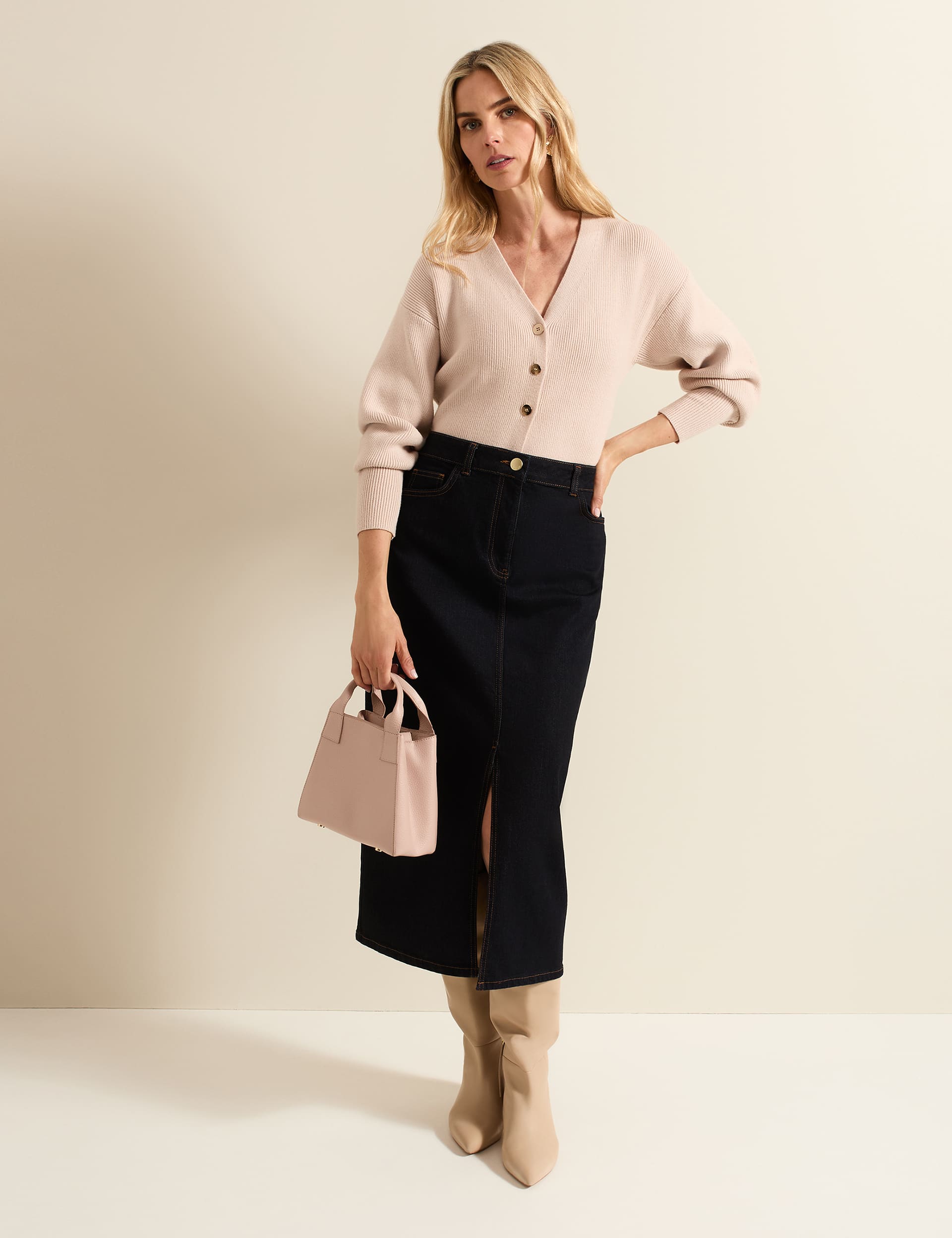 Phase Eight Women's Denim Midi Column Skirt