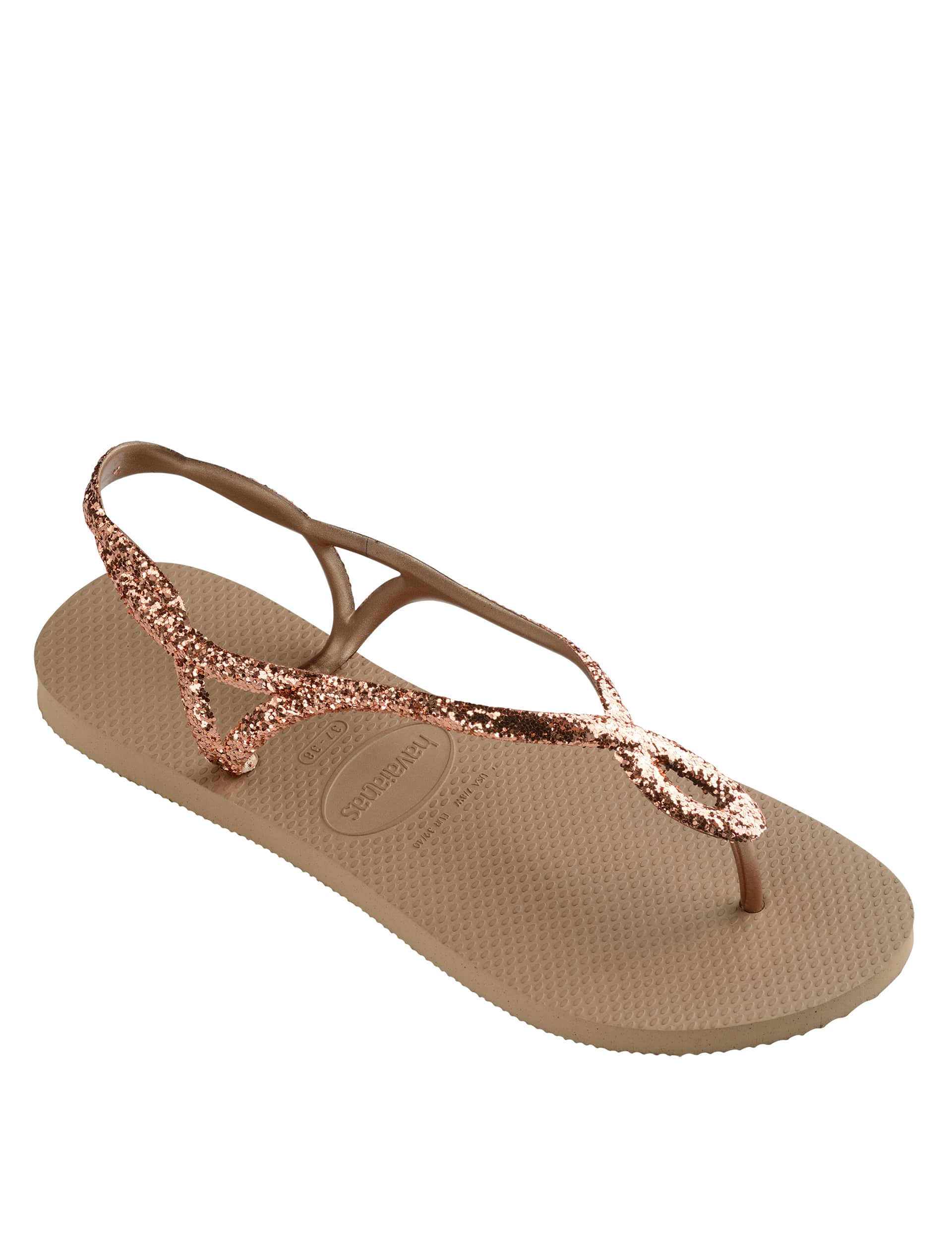 Havaianas Women's Glitter Flip Flops - 35/36 - Golden Rose, Golden Rose