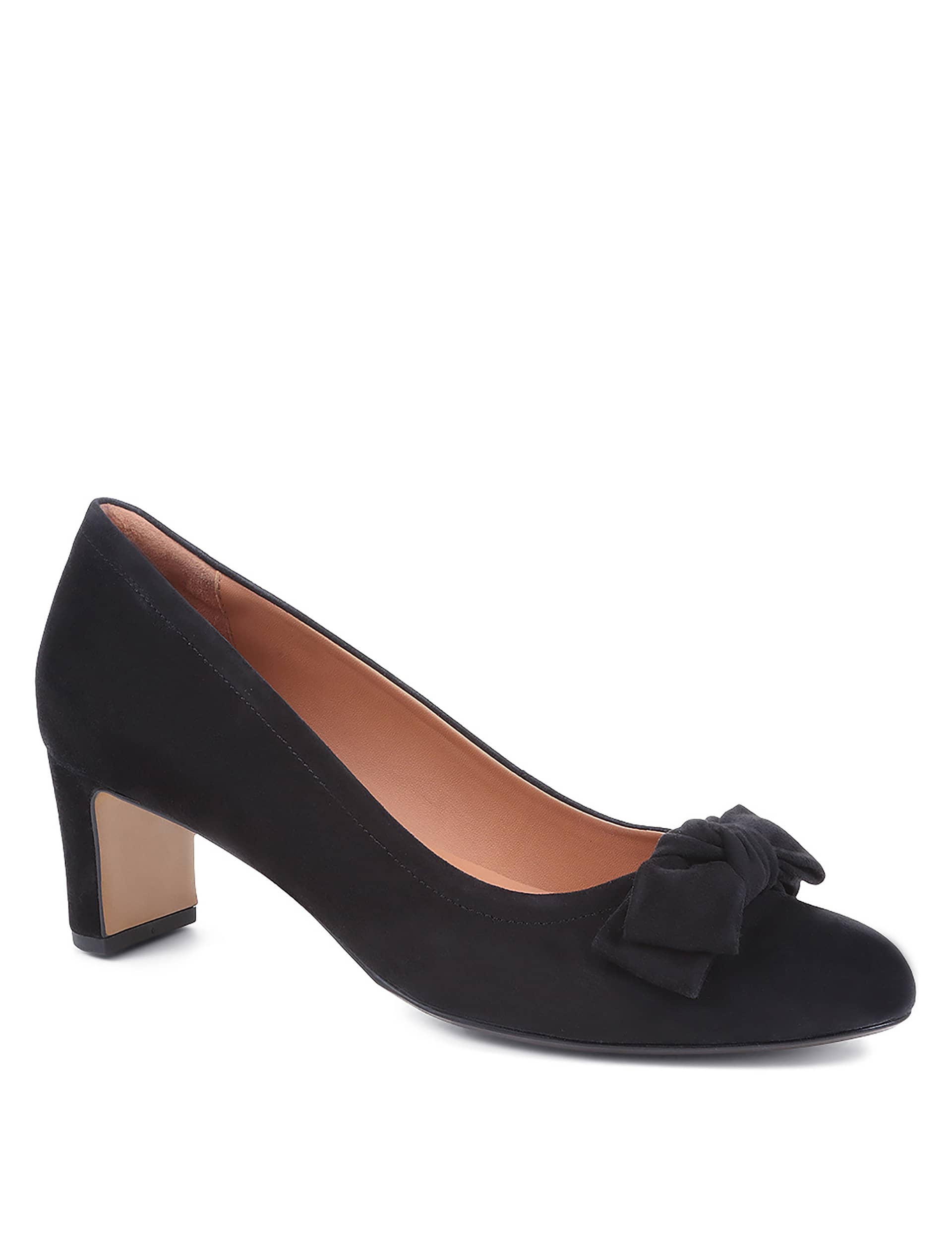 Jones Bootmaker Women's Suede Bow Block Heel Court Shoes - 5 - Black, Black,Navy