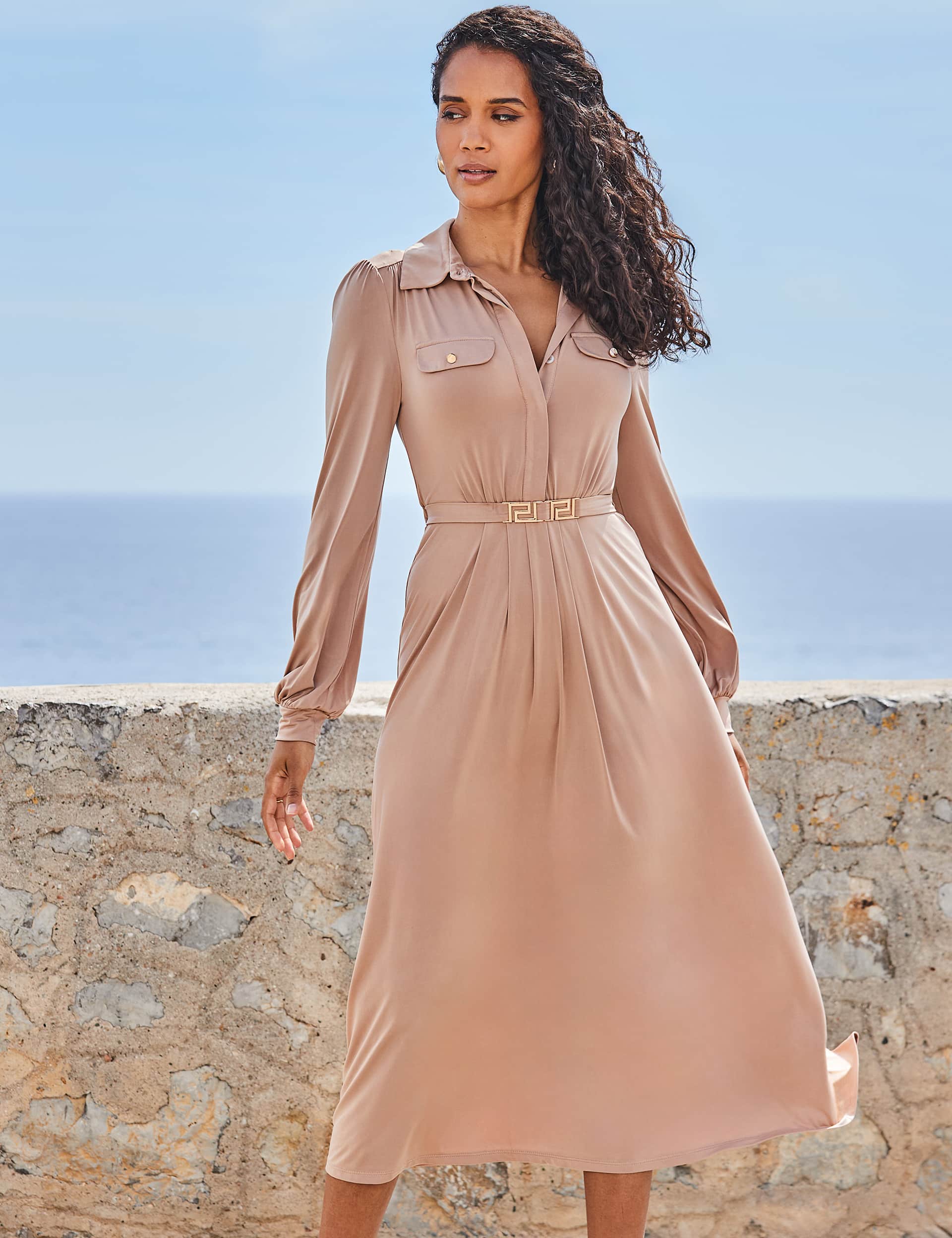 Sosandar Women's Jersey Midi Shirt Dress