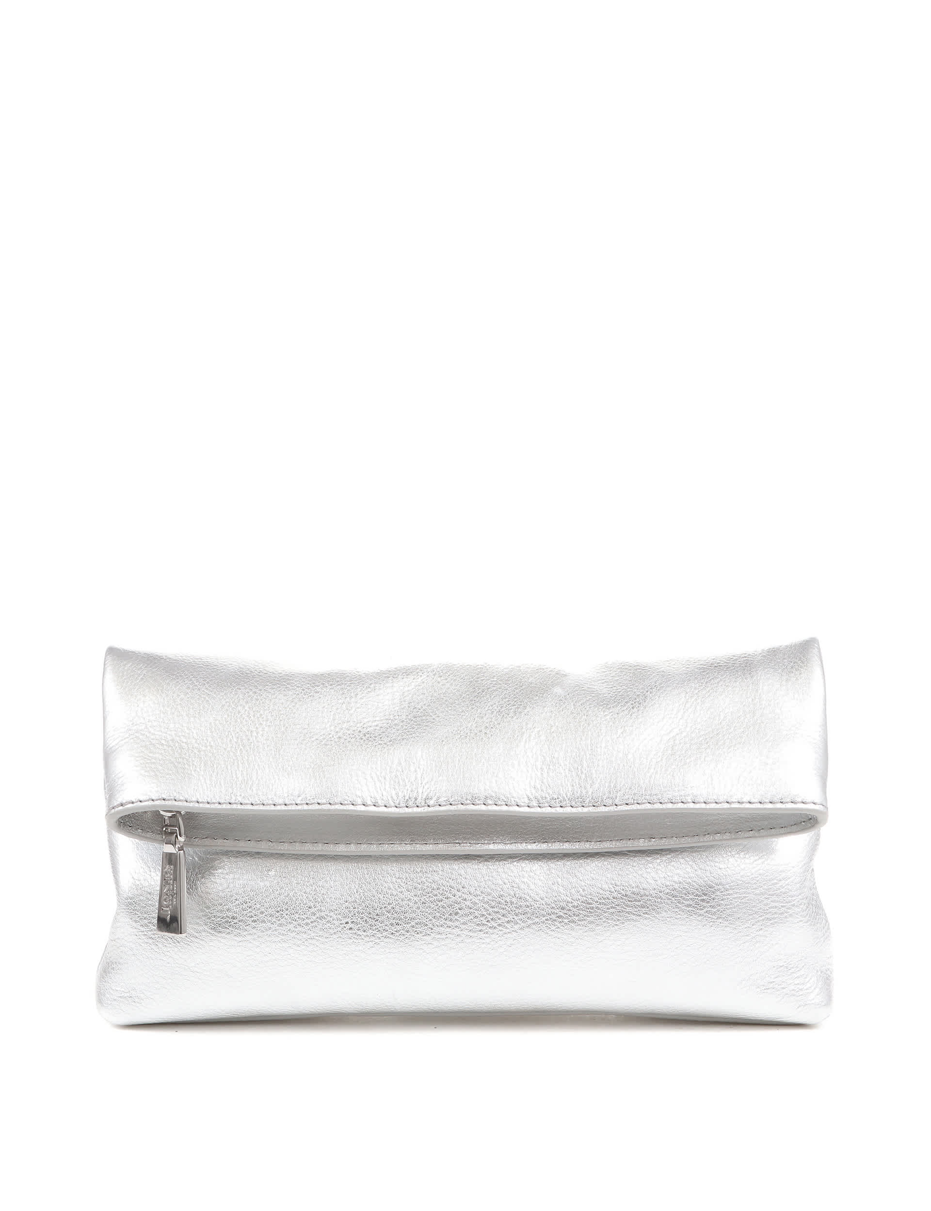 Jones Bootmaker Women's Leather Metallic Foldover Clutch Bag - Silver, Silver