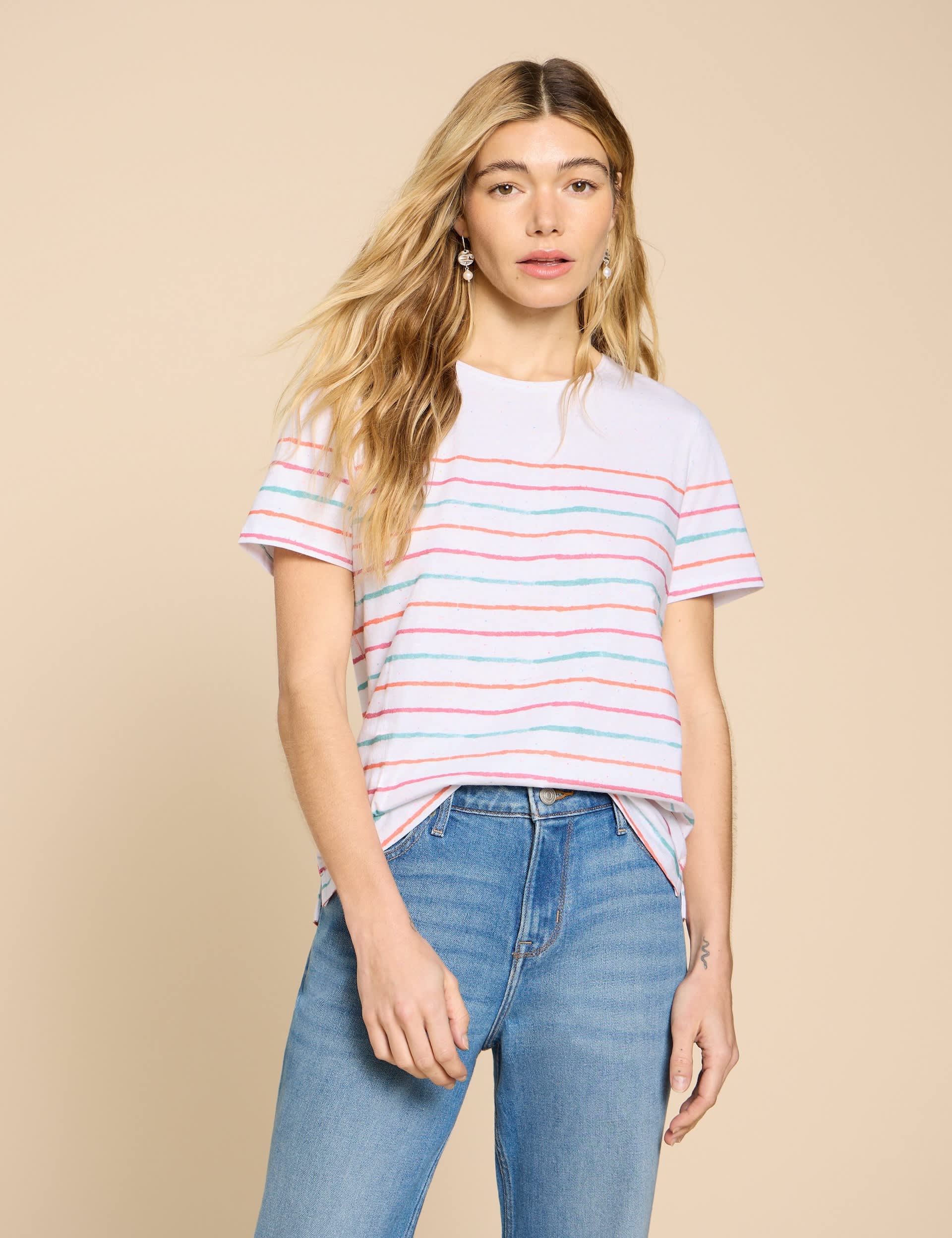 White Stuff Women's Cotton Rich Striped T-Shirt