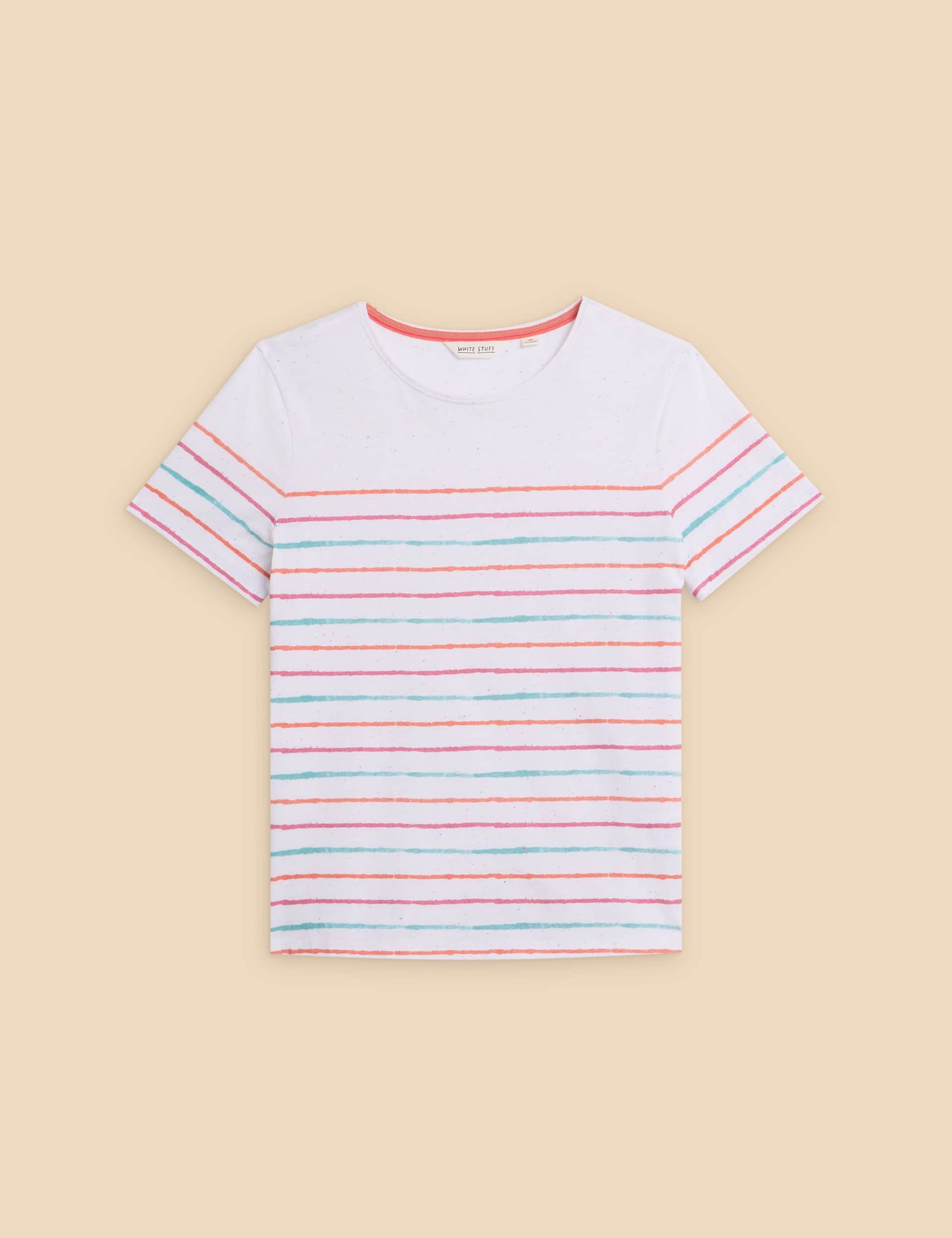 White Stuff Women's Cotton Rich Striped T-Shirt - 16 - White Mix, White Mix