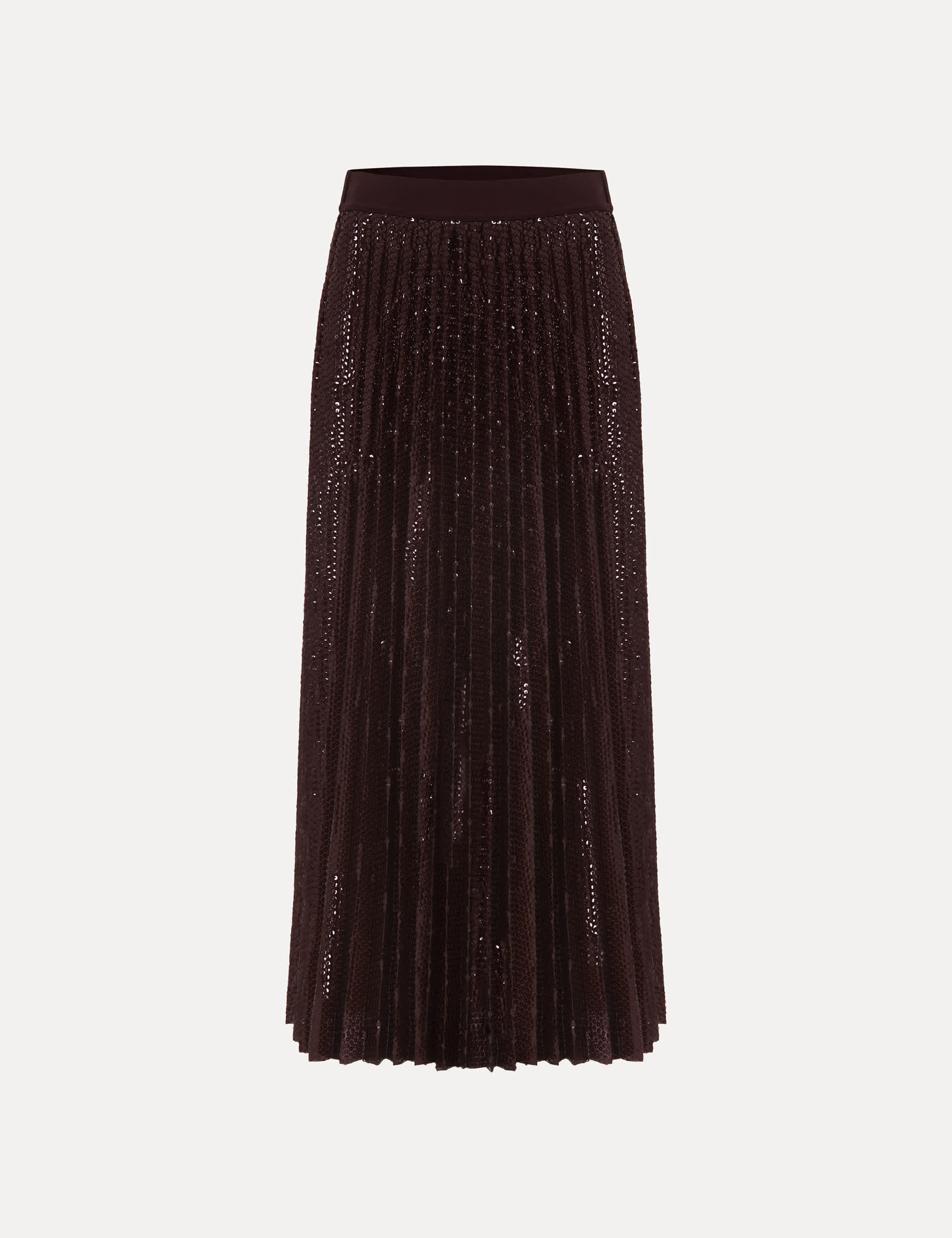 Phase Eight Women's Sequin Pleated Midi Skirt - 12 - Burgundy, Burgundy