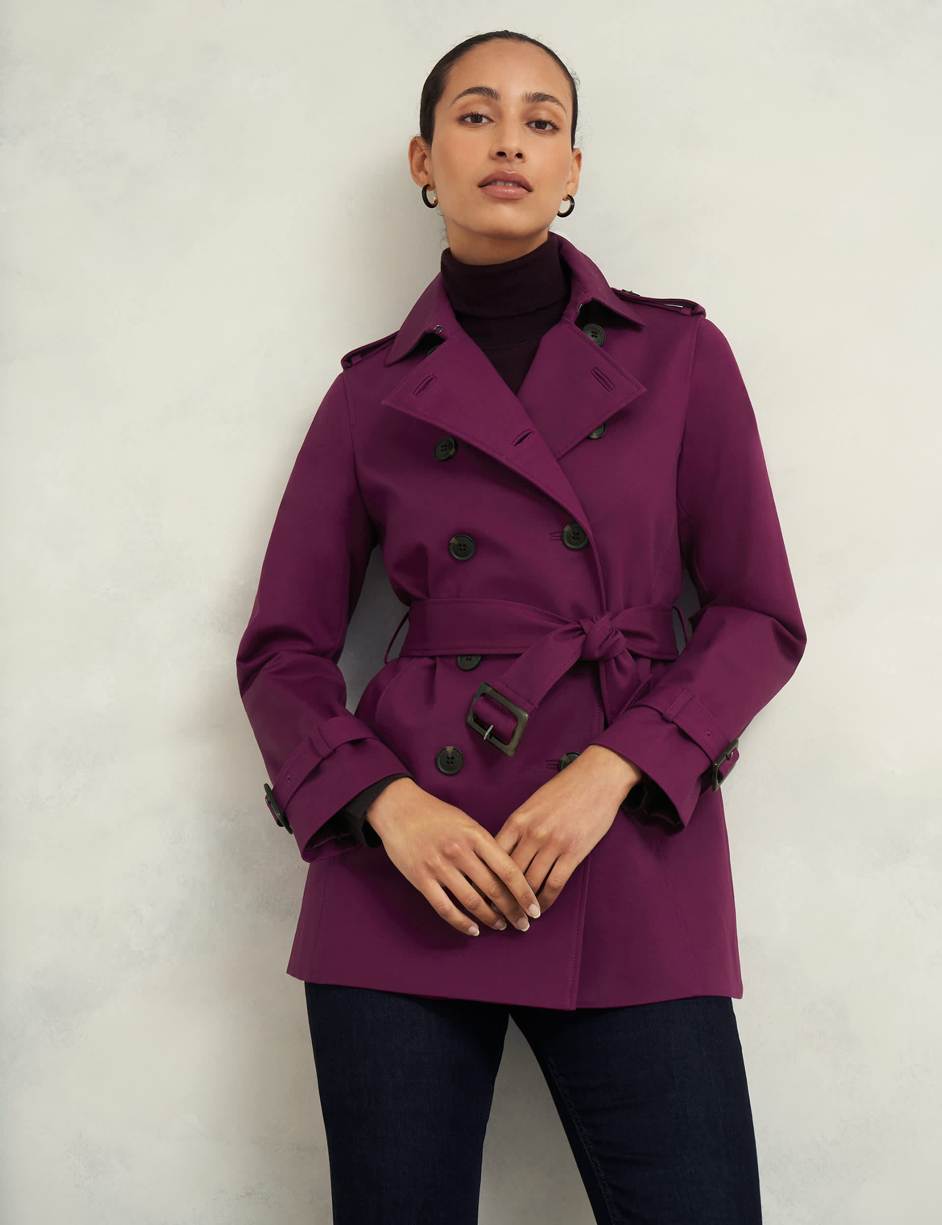 Hobbs Women's Cotton Rich Belted Short Trench Coat