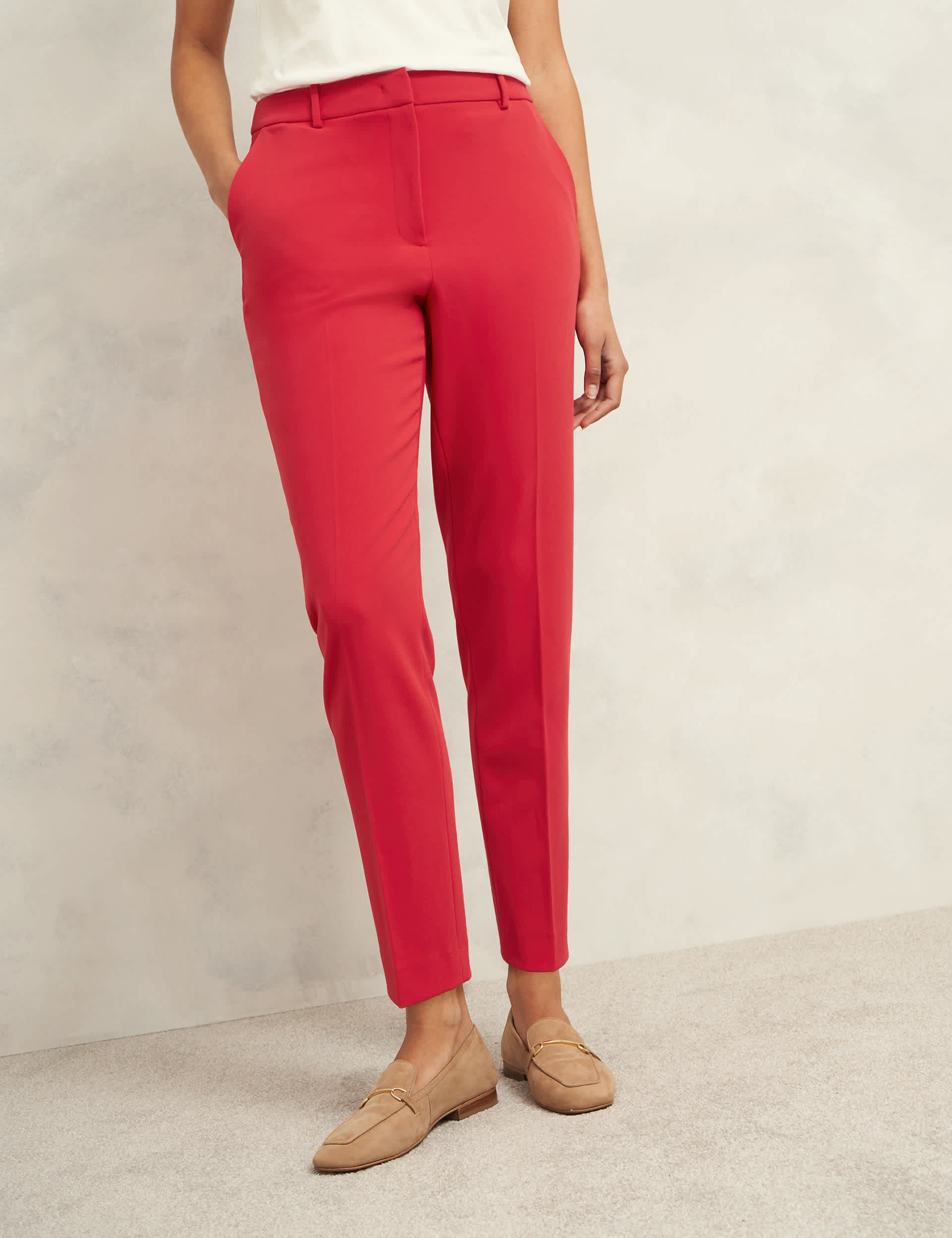 Hobbs Women's Tapered Trousers - 14, Red