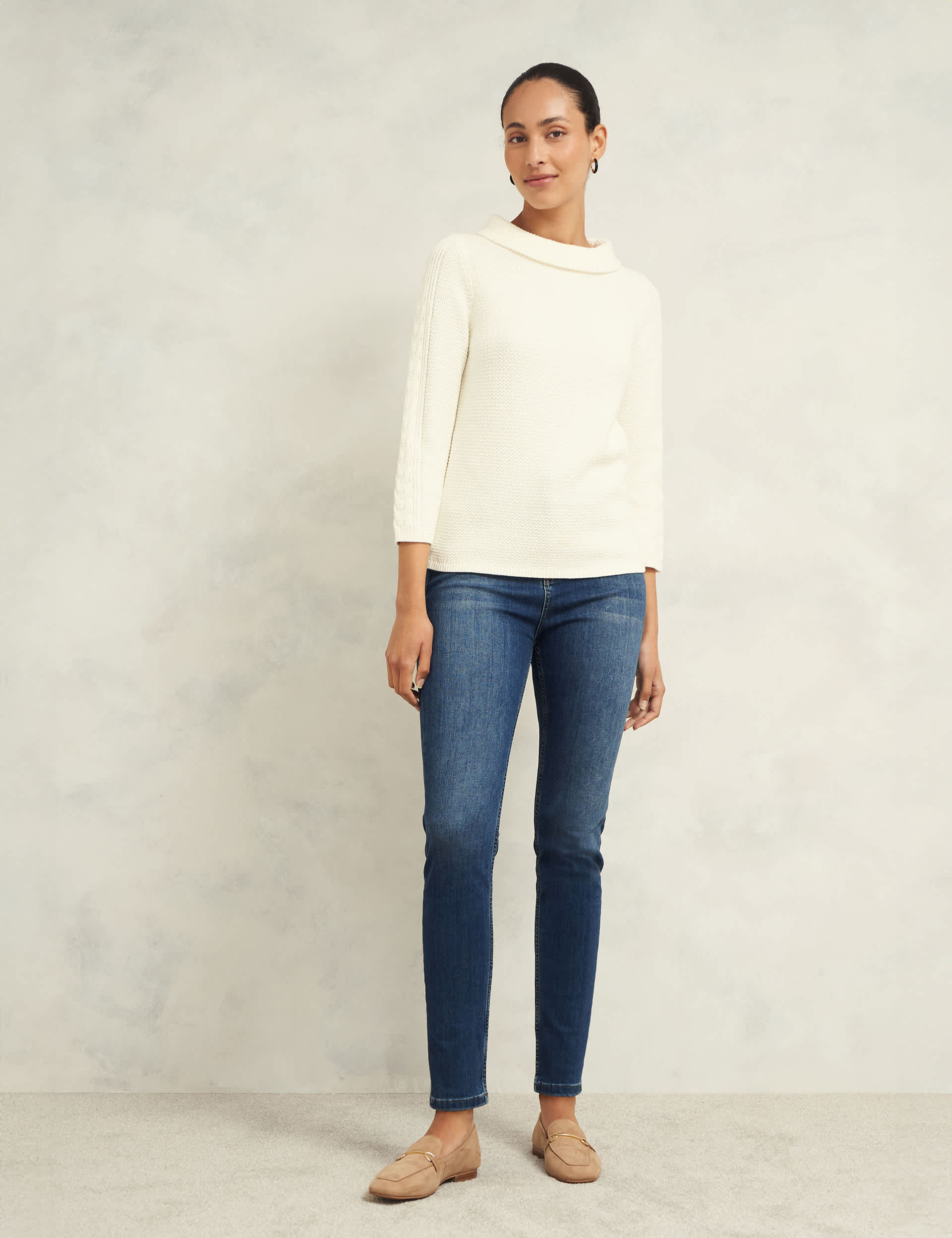 Hobbs Women's Pure Cotton Textured Cable Knit Jumper