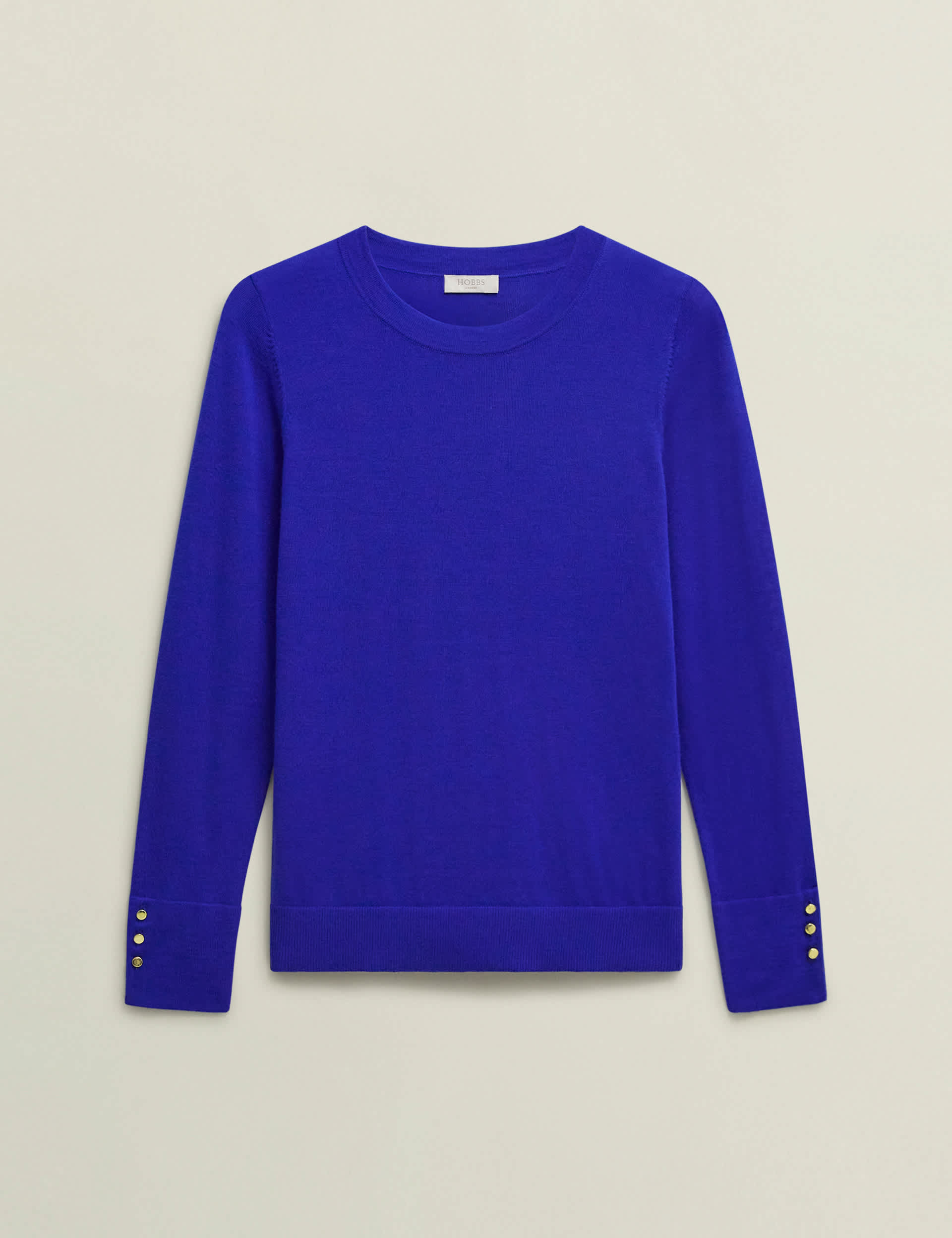 Hobbs Women's Pure Merino Wool Crew Neck Jumper - Blue, Blue