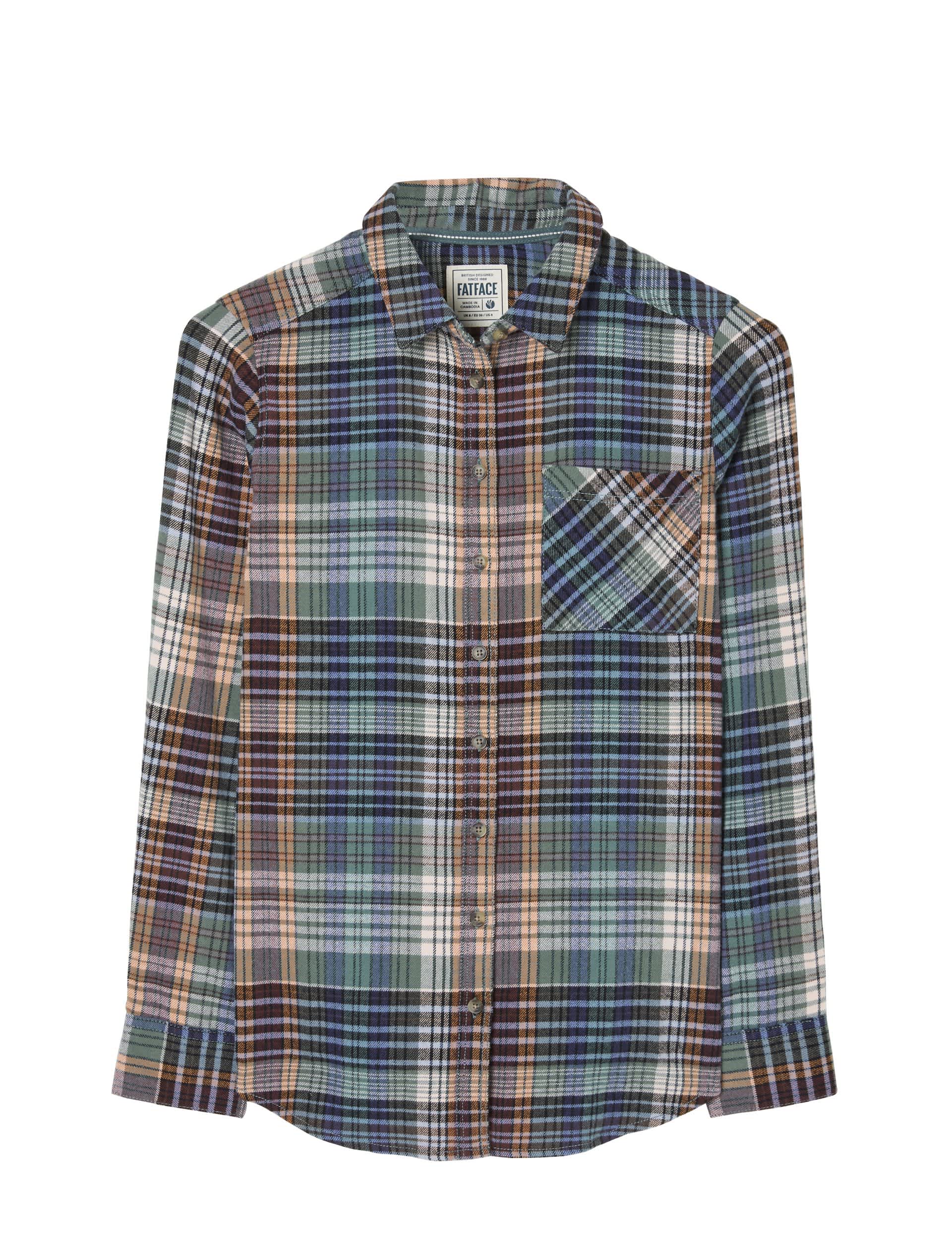 Fatface Women's Pure Cotton Checked Collared Shirt - 20 - Multi, Multi