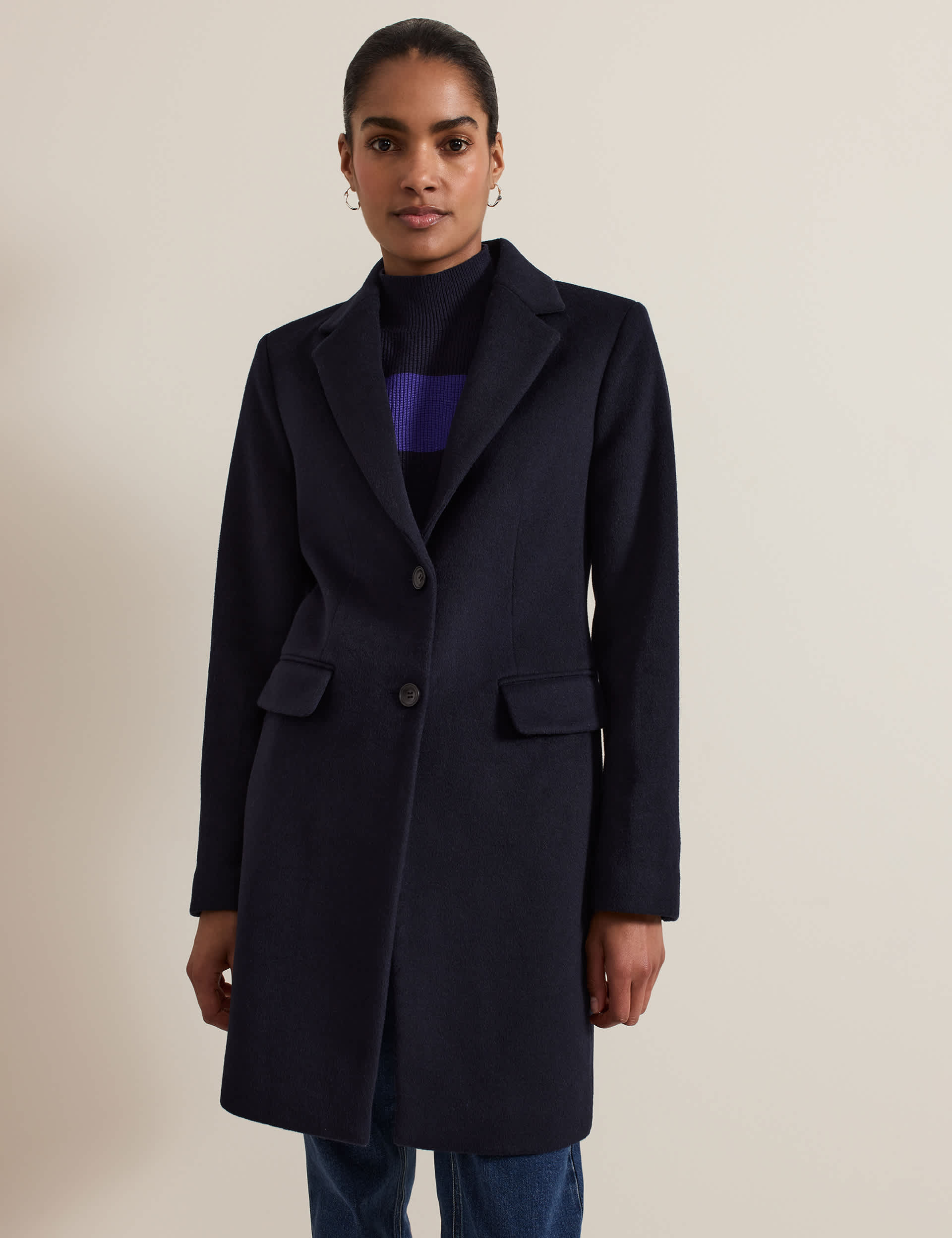 Phase Eight Women's Wool Rich Single Breasted Tailored Coat - 12 - Navy, Navy