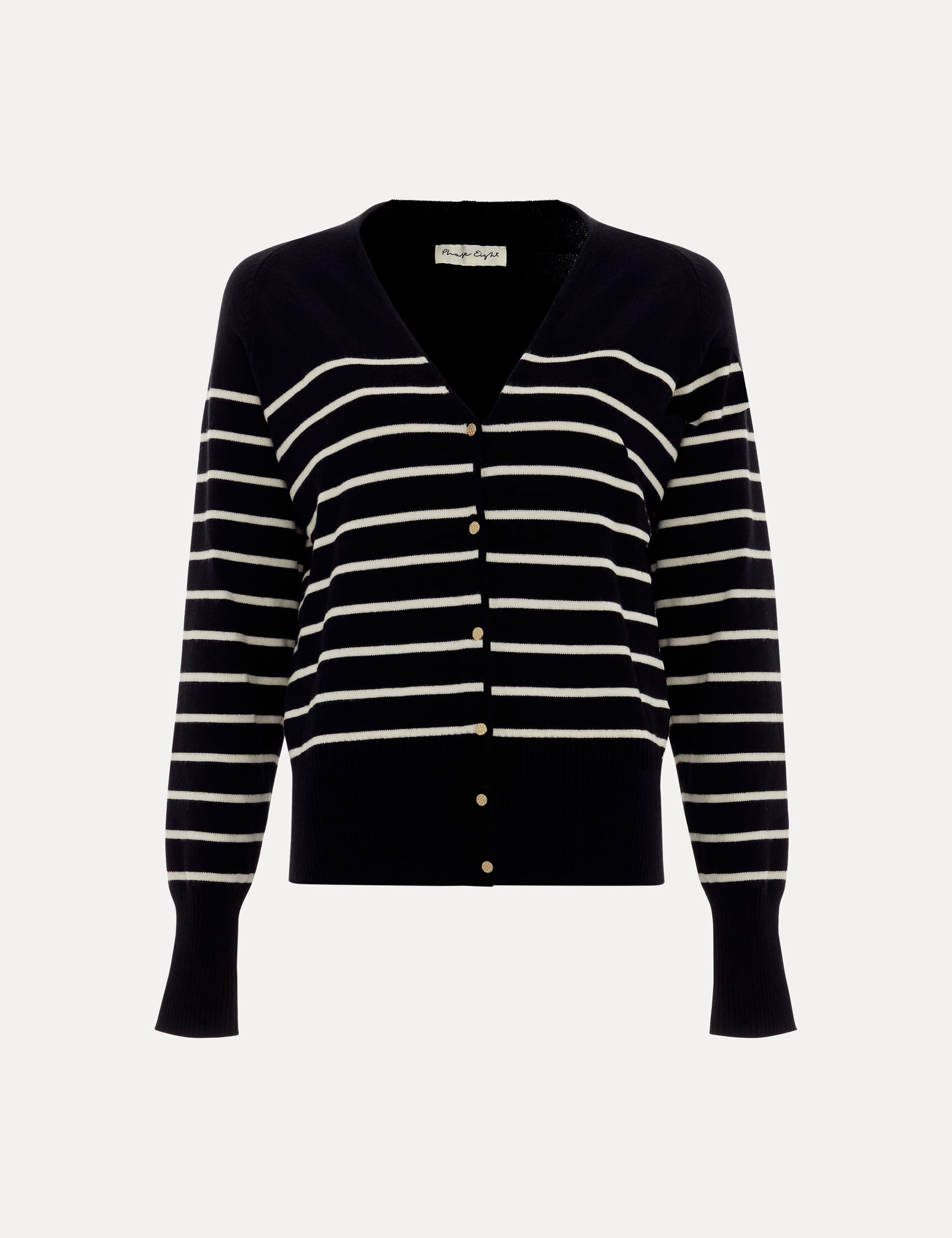 Phase Eight Women's Striped V-Neck Cardigan - Black Mix, Black Mix