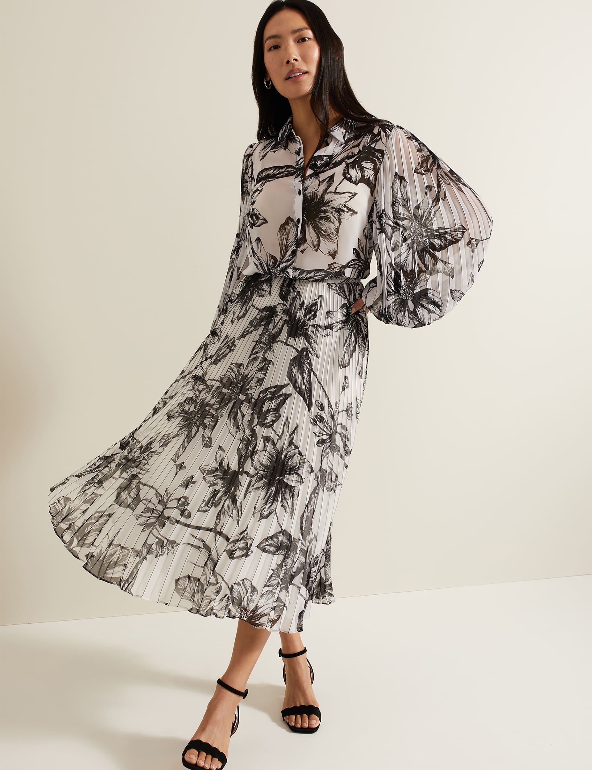 Phase Eight Women's Floral Pleated Midi Skirt