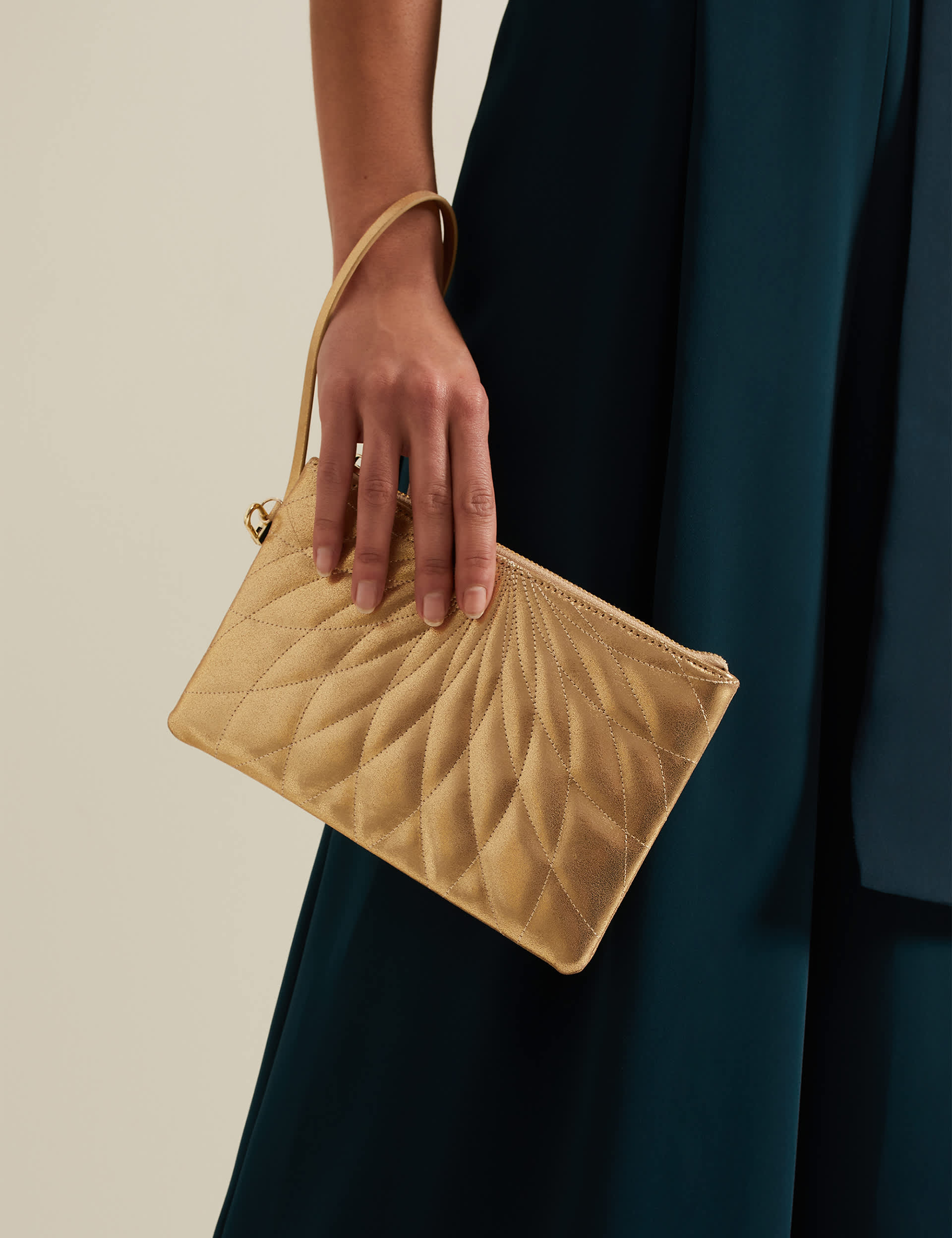 Phase Eight Women's Leather Metallic Clutch Bag