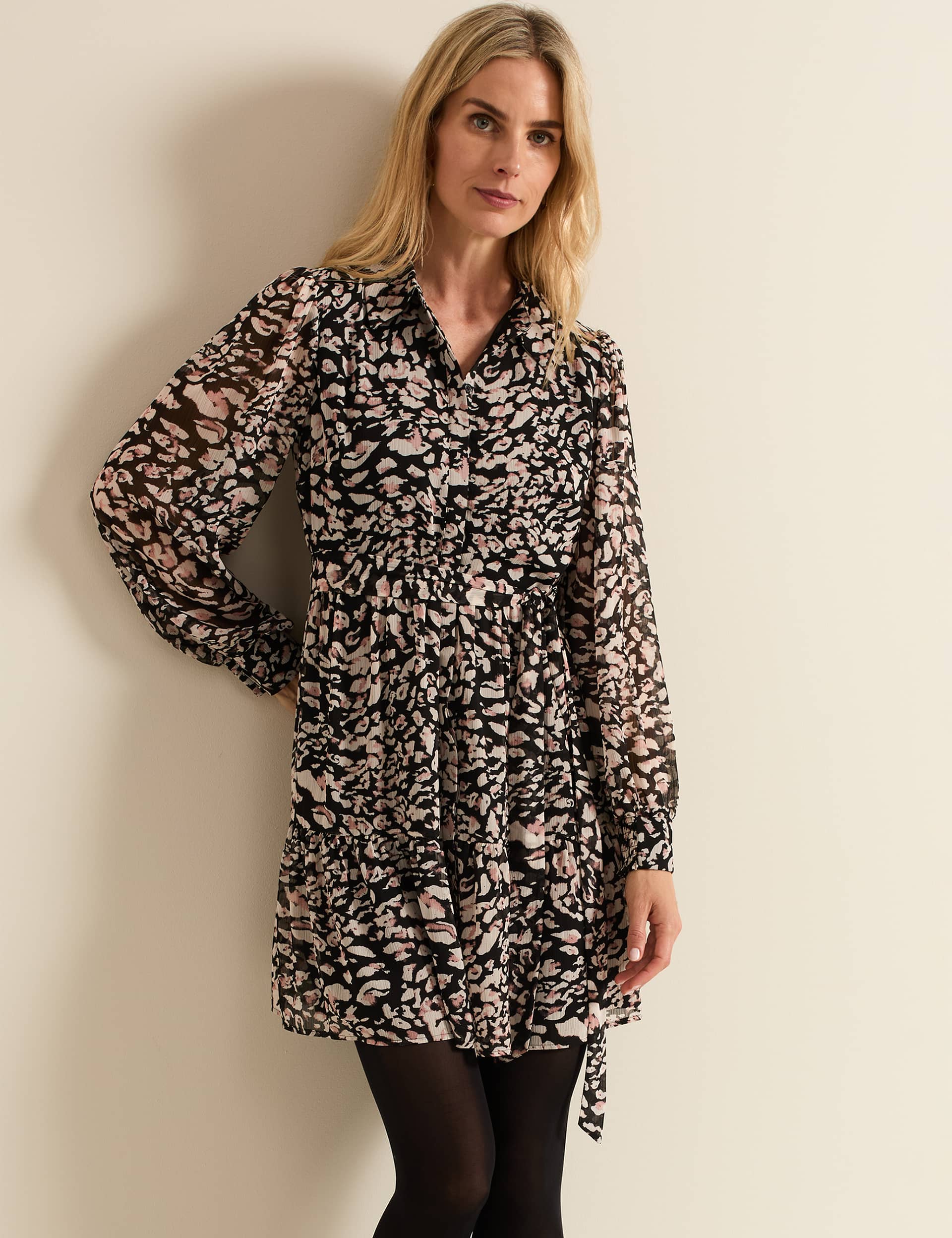 Phase Eight Women's Leopard Print Tie Waist Mini Swing Dress