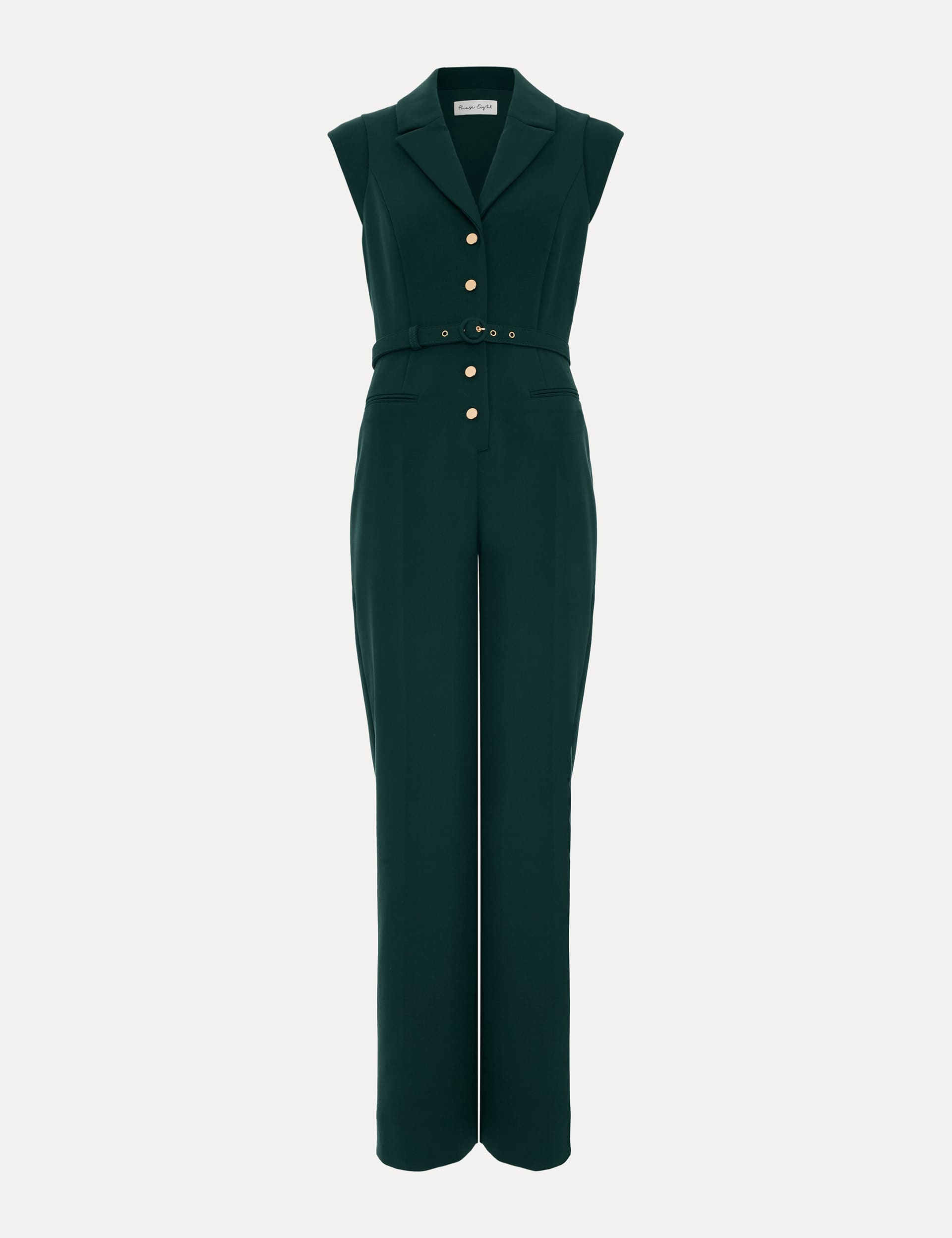 Phase Eight Women's Belted Short Sleeve Tailored Jumpsuit - 10 - Green, Green