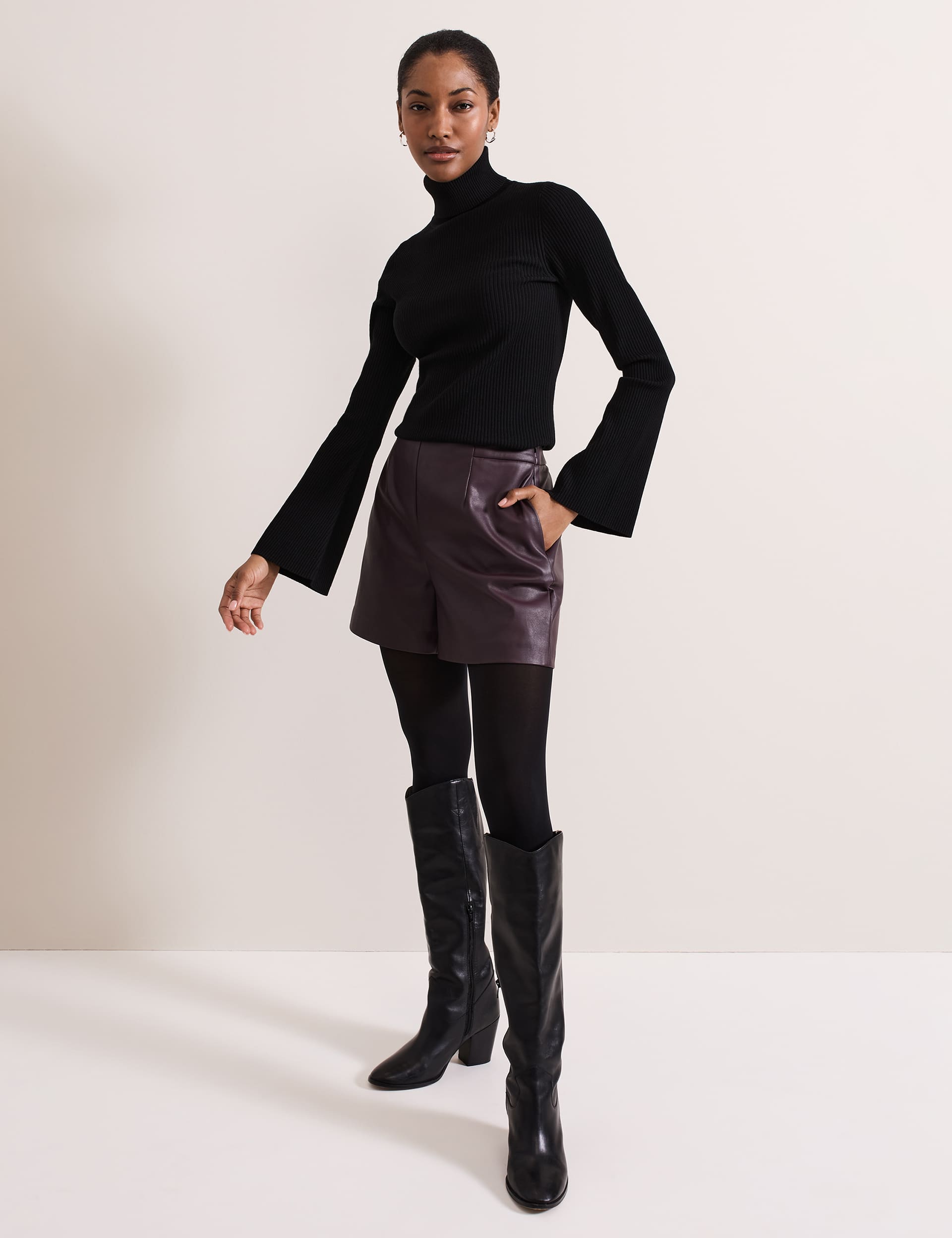 Phase Eight Women's Faux Leather Tailored Shorts