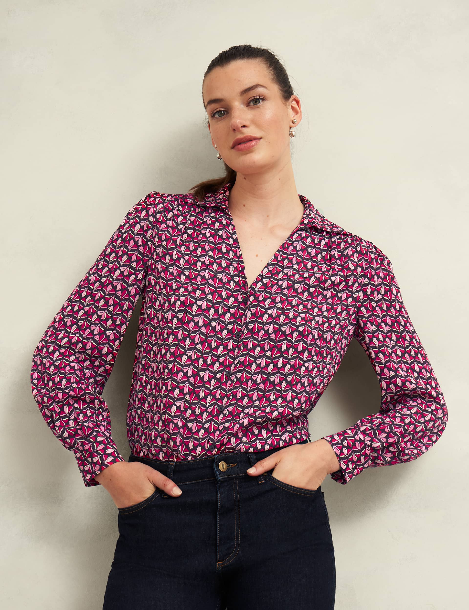 Hobbs Women's Geometric Collared Shirt