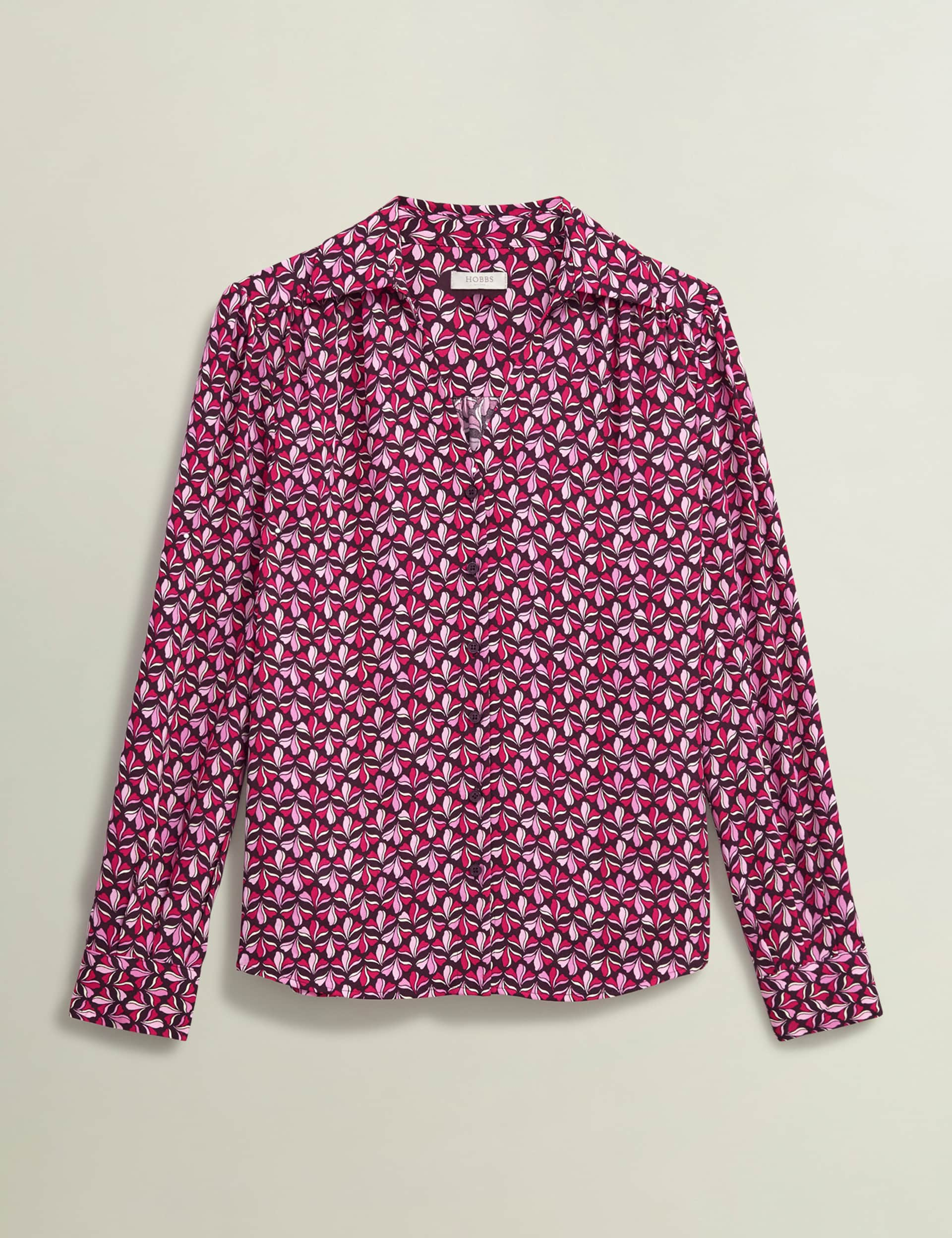 Hobbs Women's Geometric Collared Shirt - 16 - Pink Mix, Pink Mix