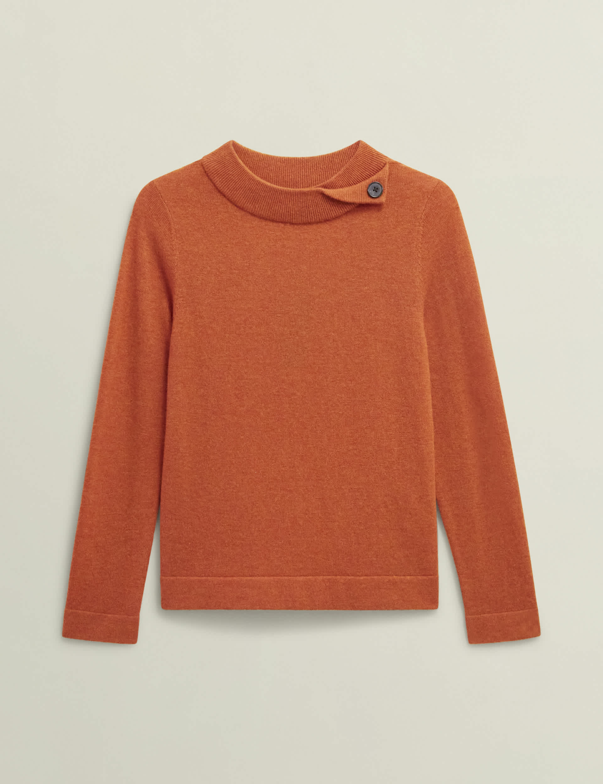 Hobbs Women's Merino Rich Roll Neck Button Detail Jumper - Orange, Orange