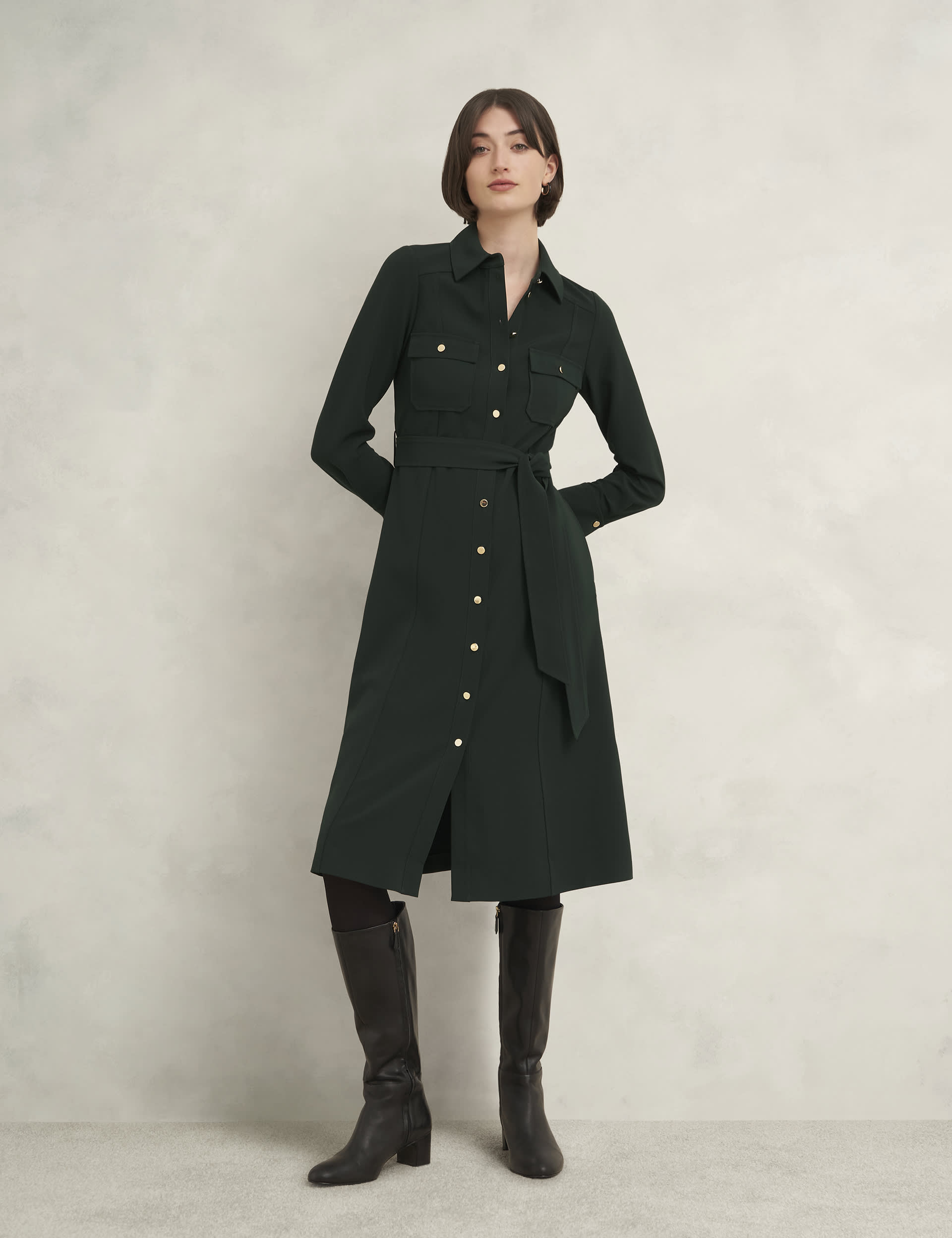 Hobbs Women's Tie Waist Midi Shirt Dress