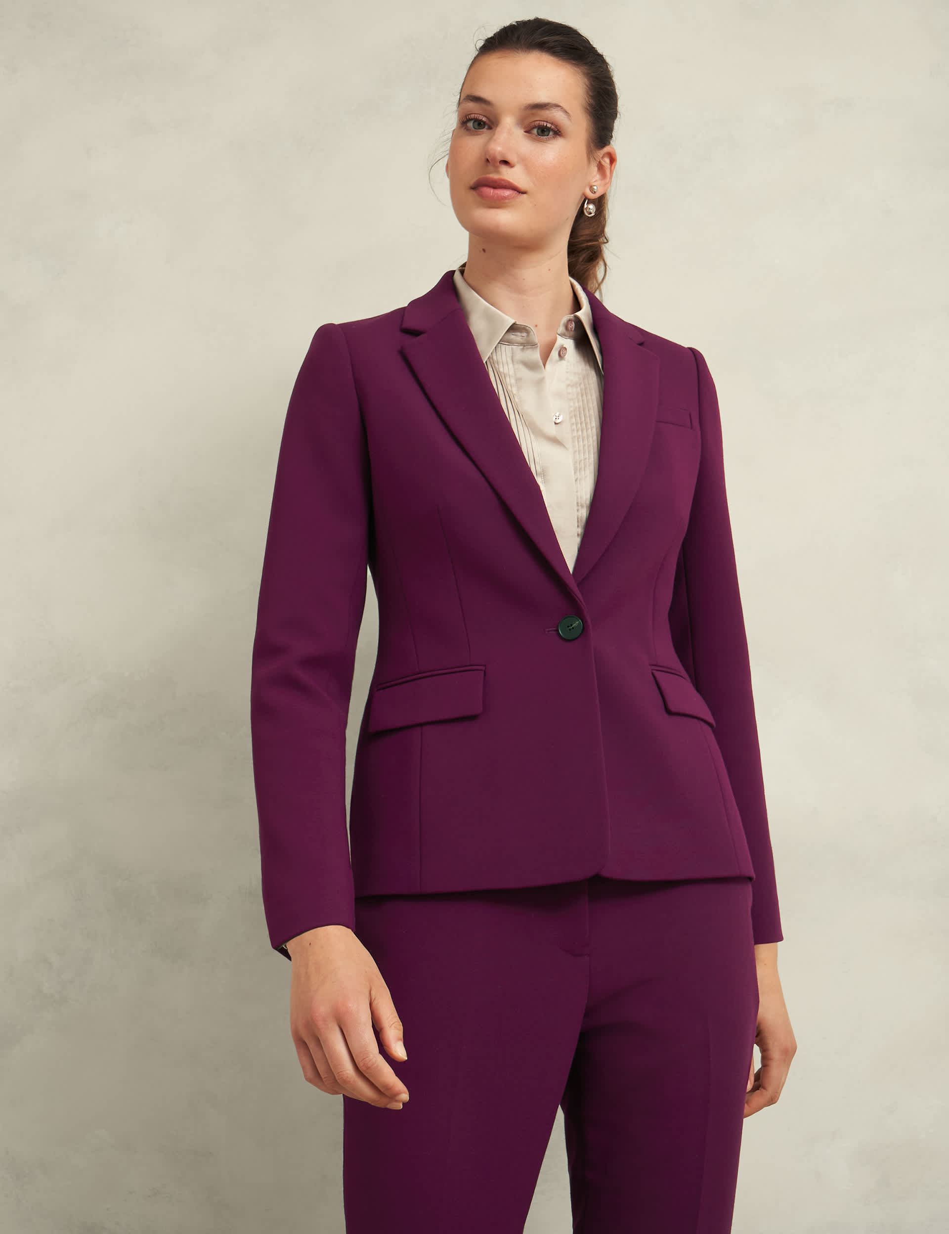 Hobbs Women's Single Breasted Blazer - 10REG - Purple, Purple